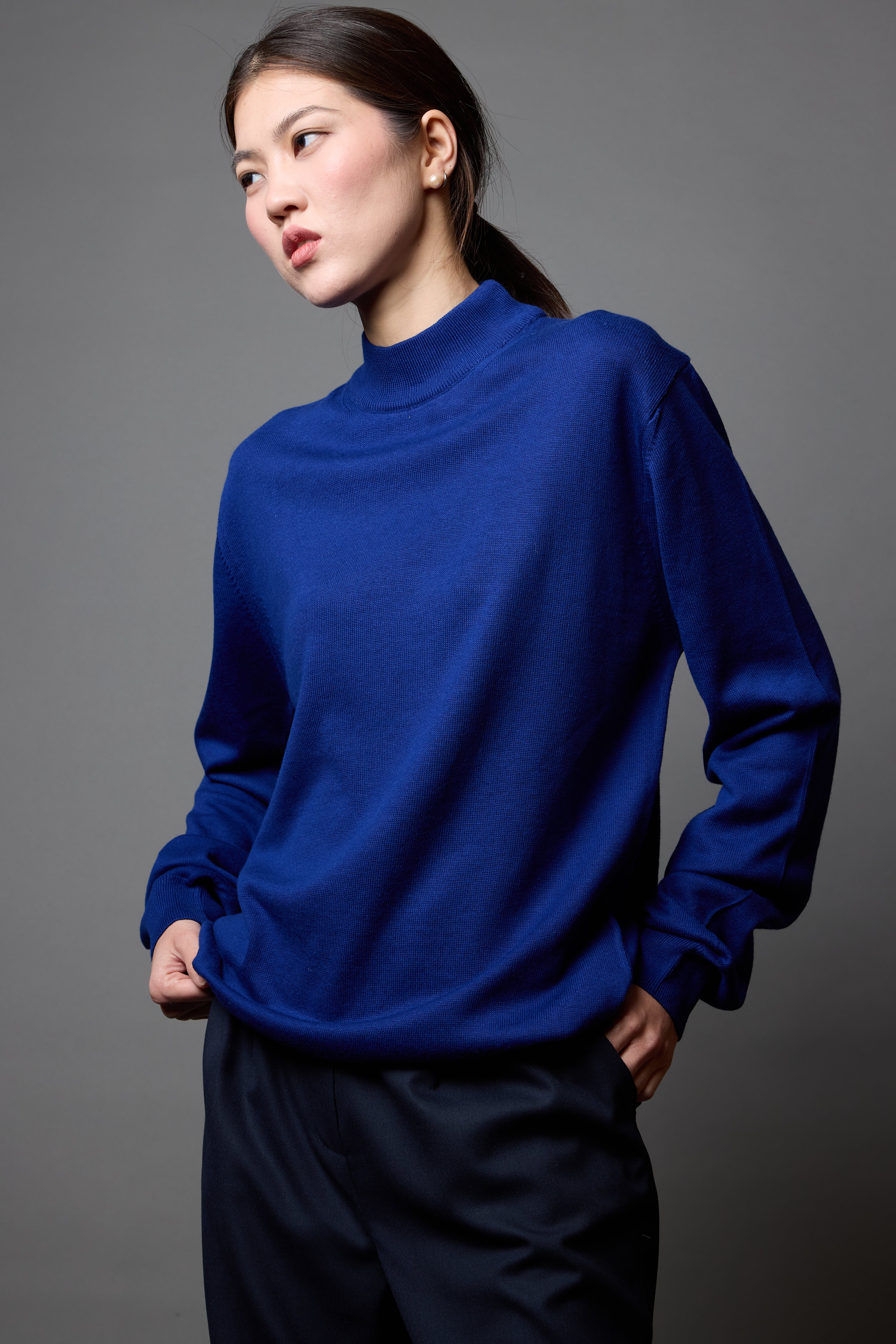 COTTON TURTLEneck UNISEX SWEATER SAX BLUE