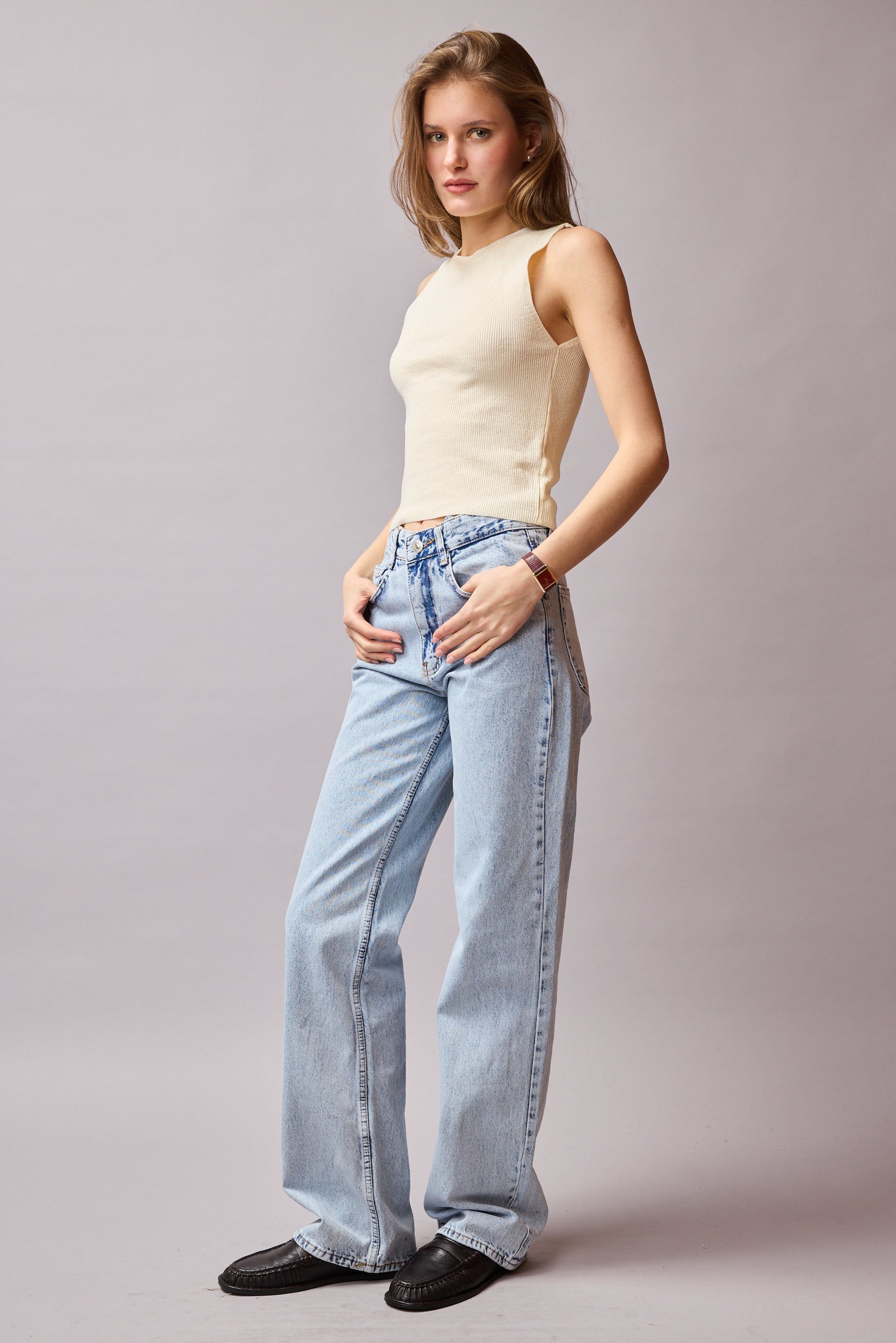 STRAIGHT FIT YUKSEK BEL BORU PACA JEAN LIGHT BLUE