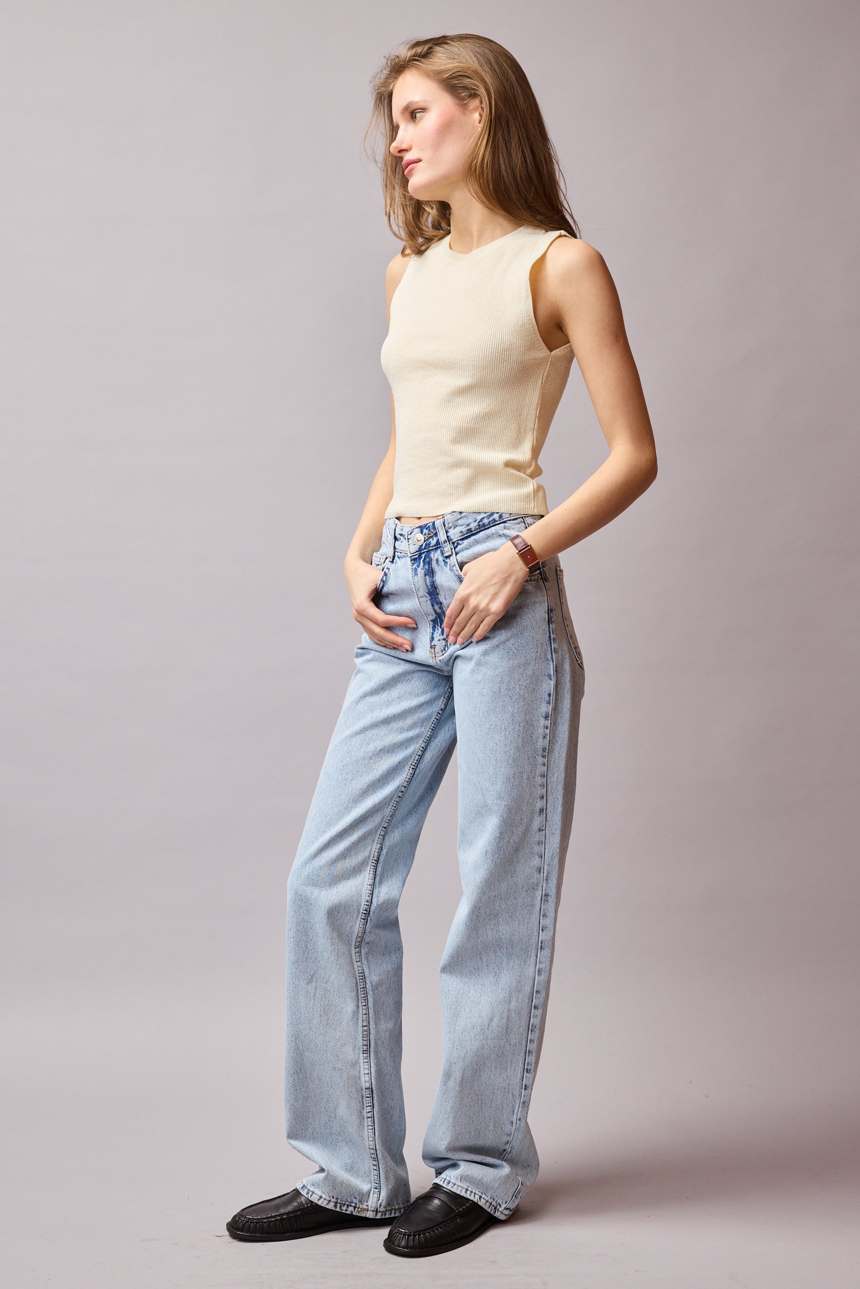 STRAIGHT FIT YUKSEK BEL BORU PACA JEAN LIGHT BLUE