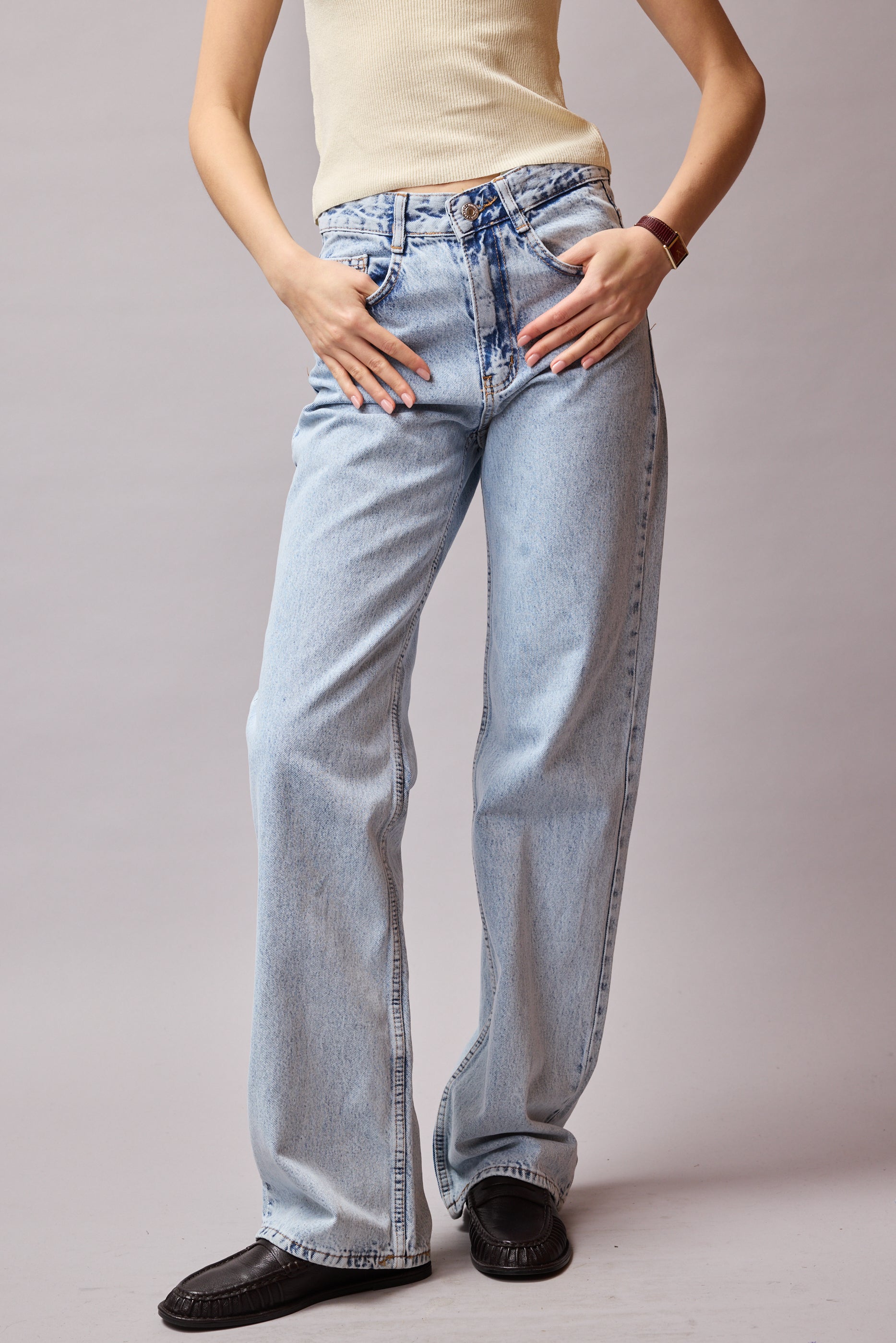 STRAIGHT FIT YUKSEK BEL BORU PACA JEAN LIGHT BLUE