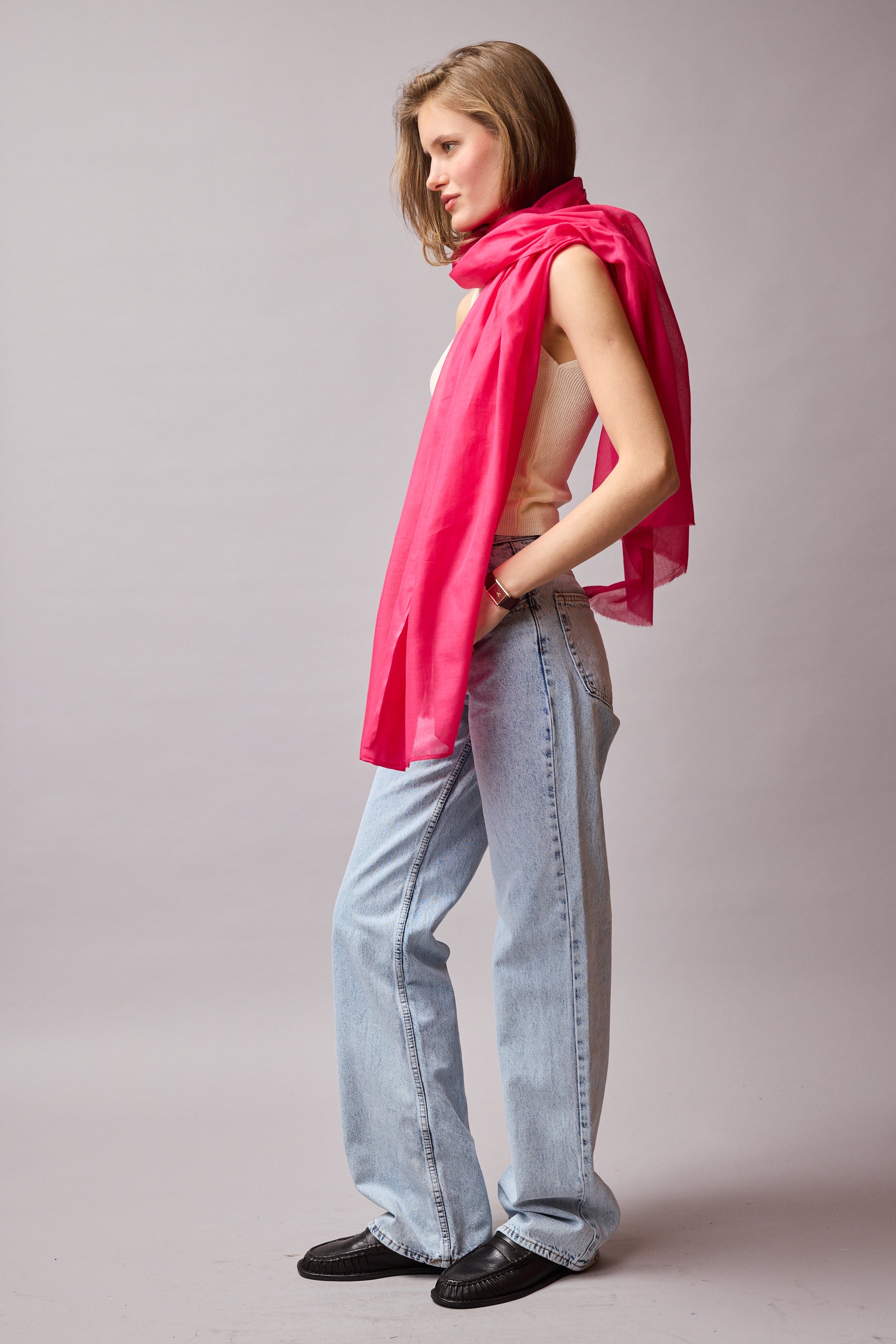 Cherry Pink Ultra Hafif Pareo - Şal