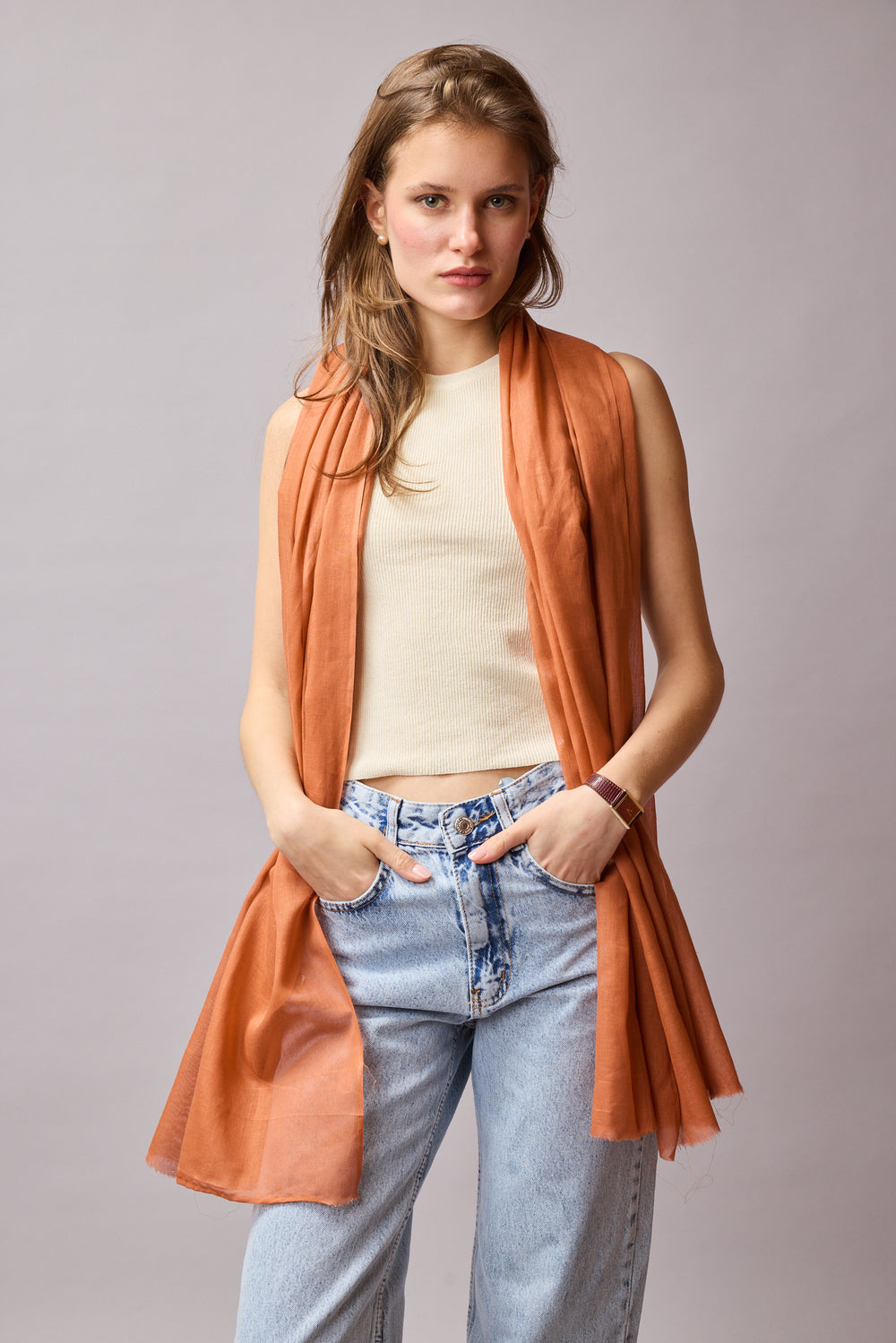 Orange Blossom Organic Cotton Handmade Shawl