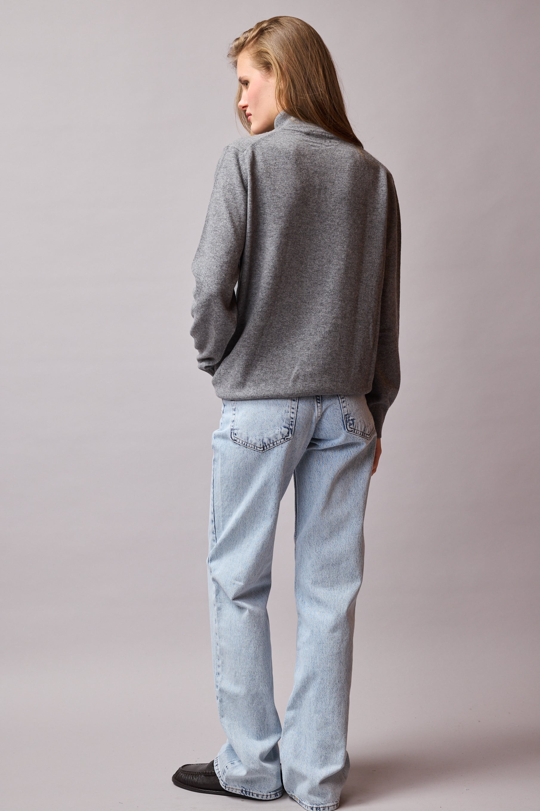 YUN YUKSEK YAKA UNISEX KAZAK GRI