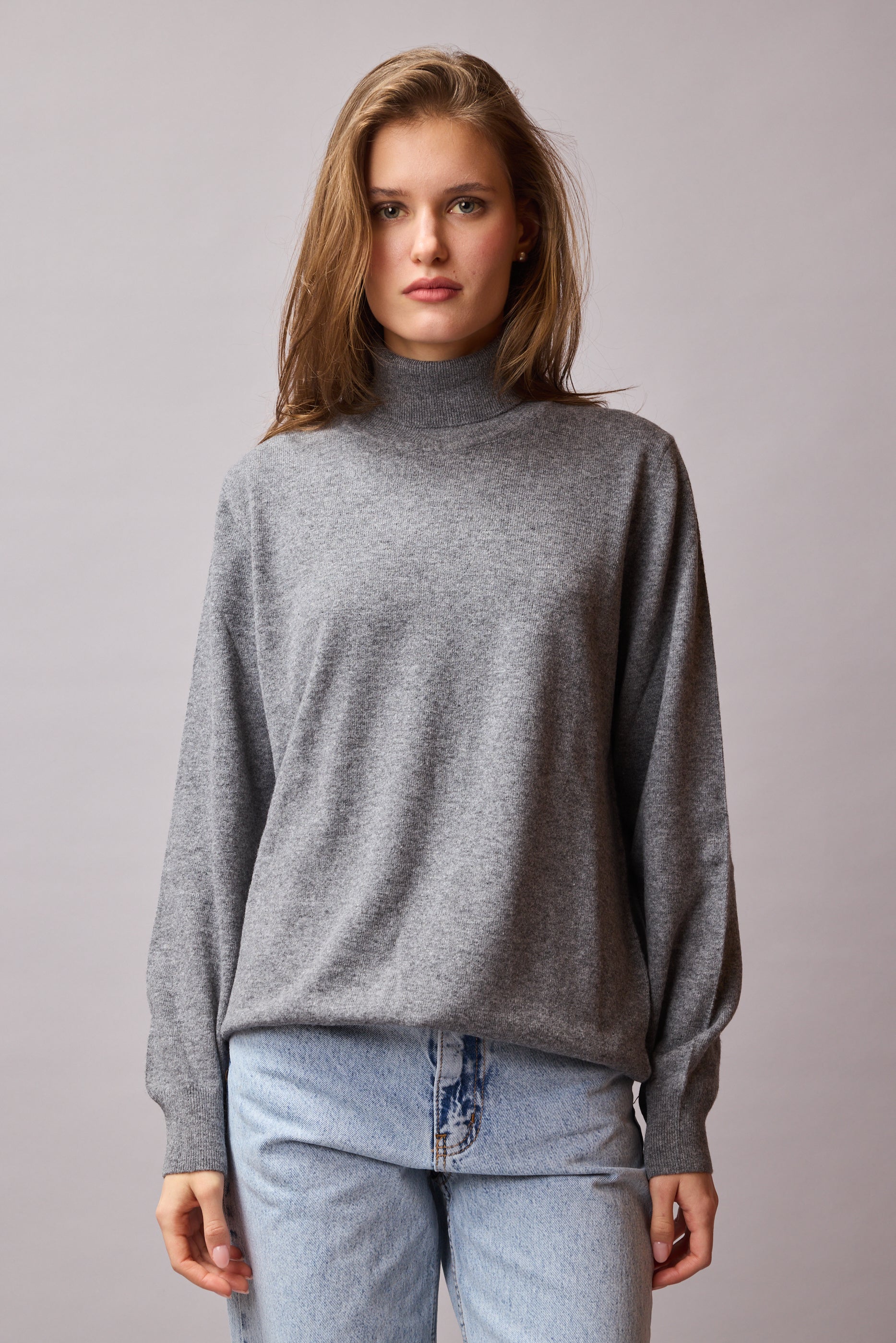 YUN YUKSEK YAKA UNISEX KAZAK GRI