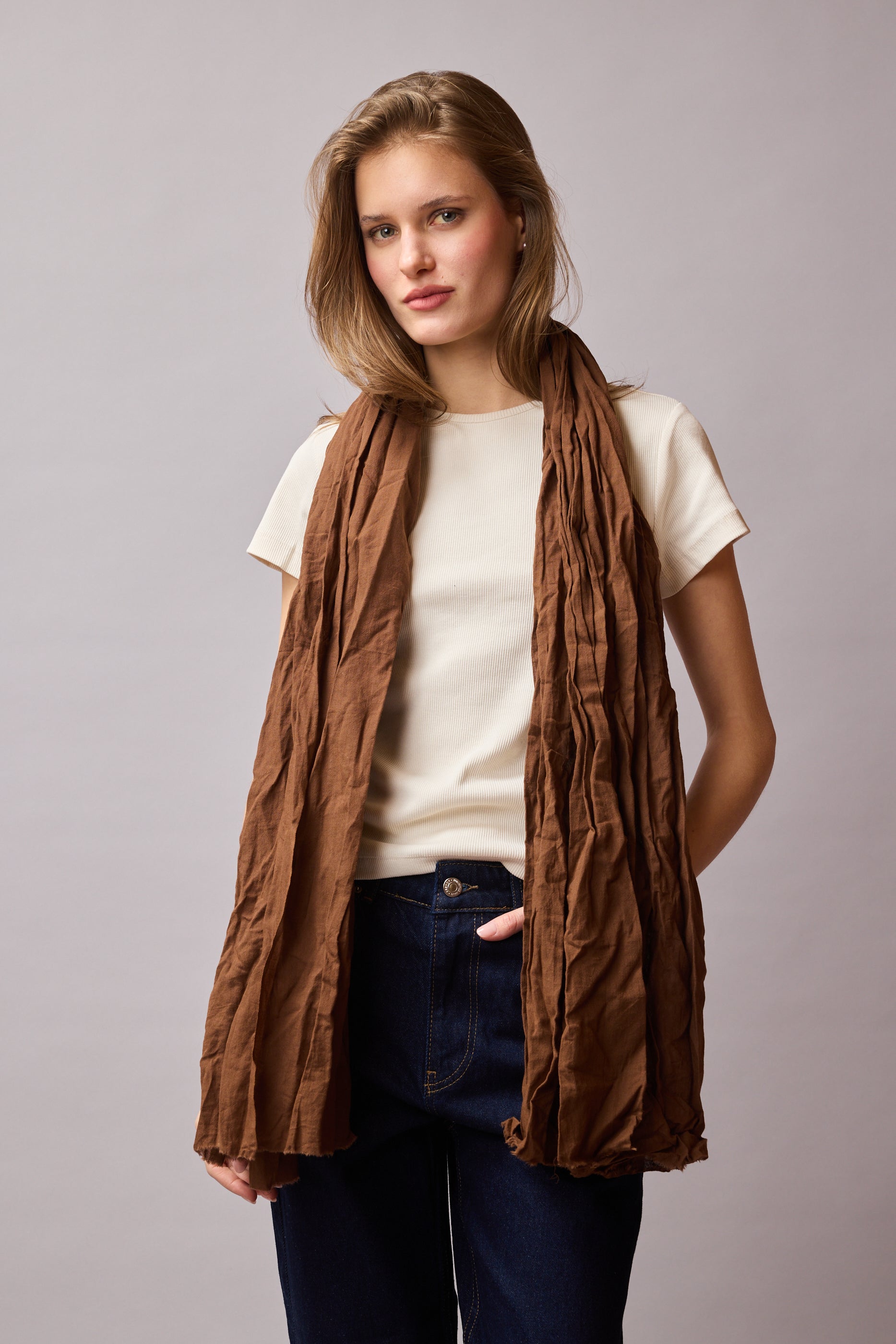 Autumn Coffee Organic Cotton Handmade Shawl