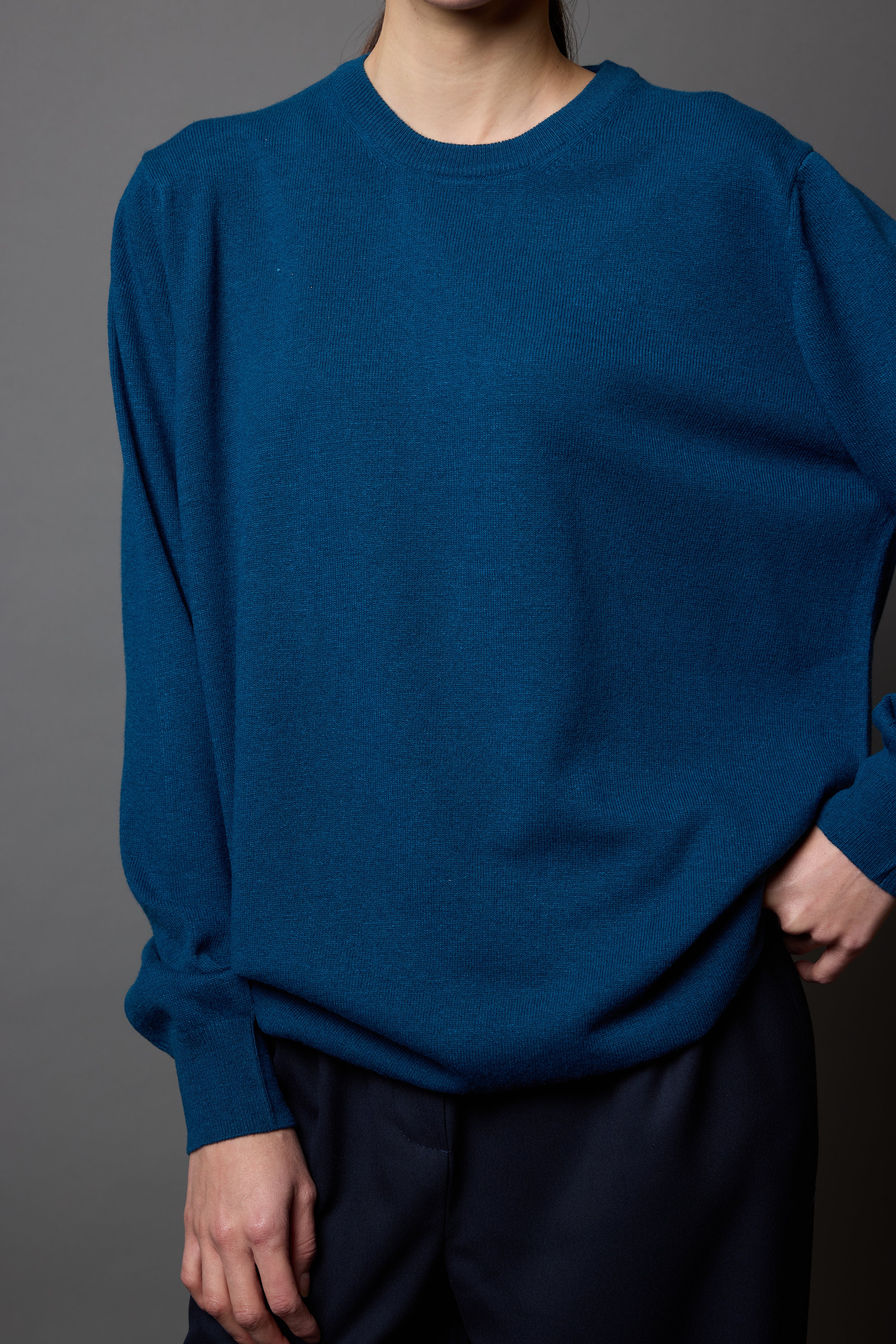 YUN BISIKLET YAKA UNISEX KAZAK PETROL MAVI