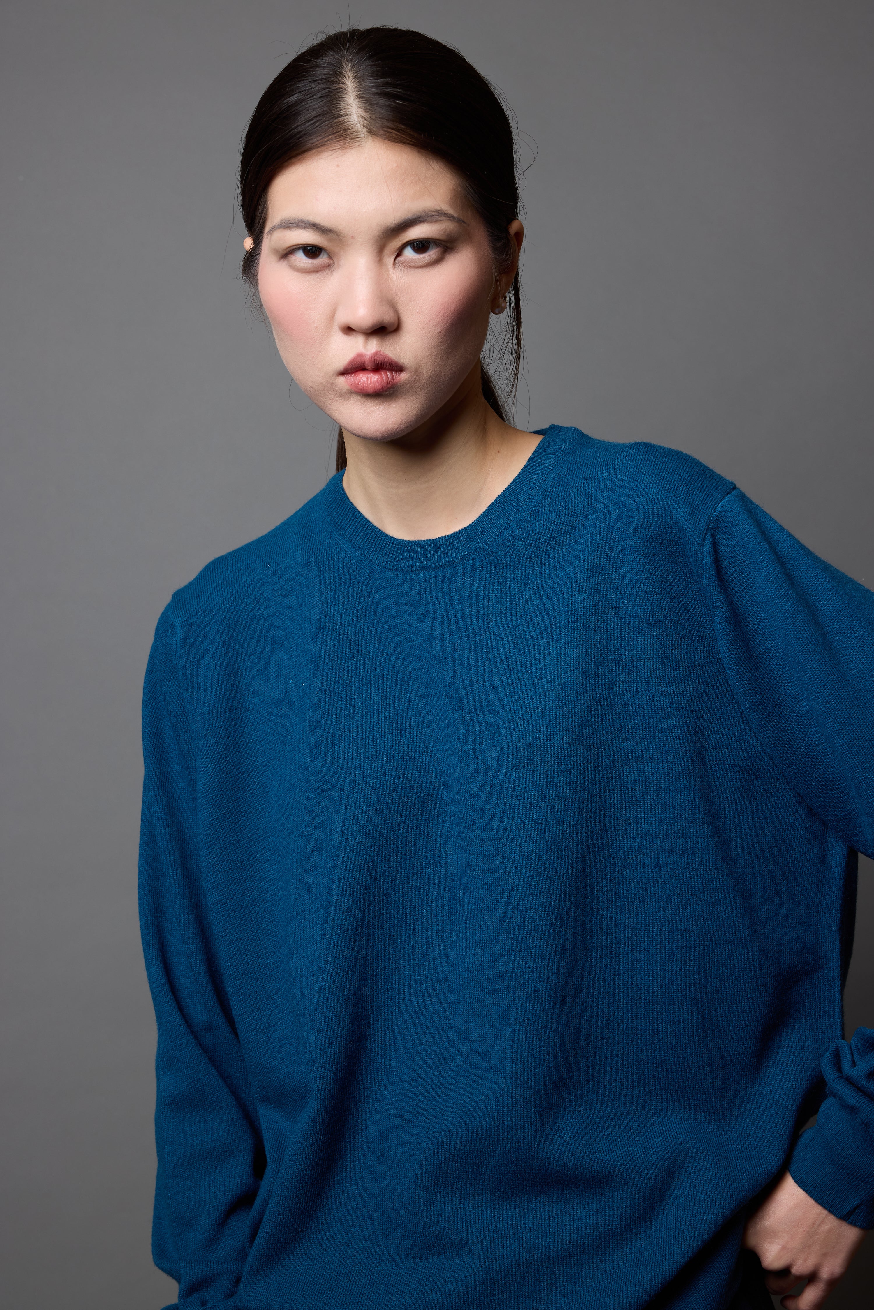 YUN BISIKLET YAKA UNISEX KAZAK PETROL MAVI