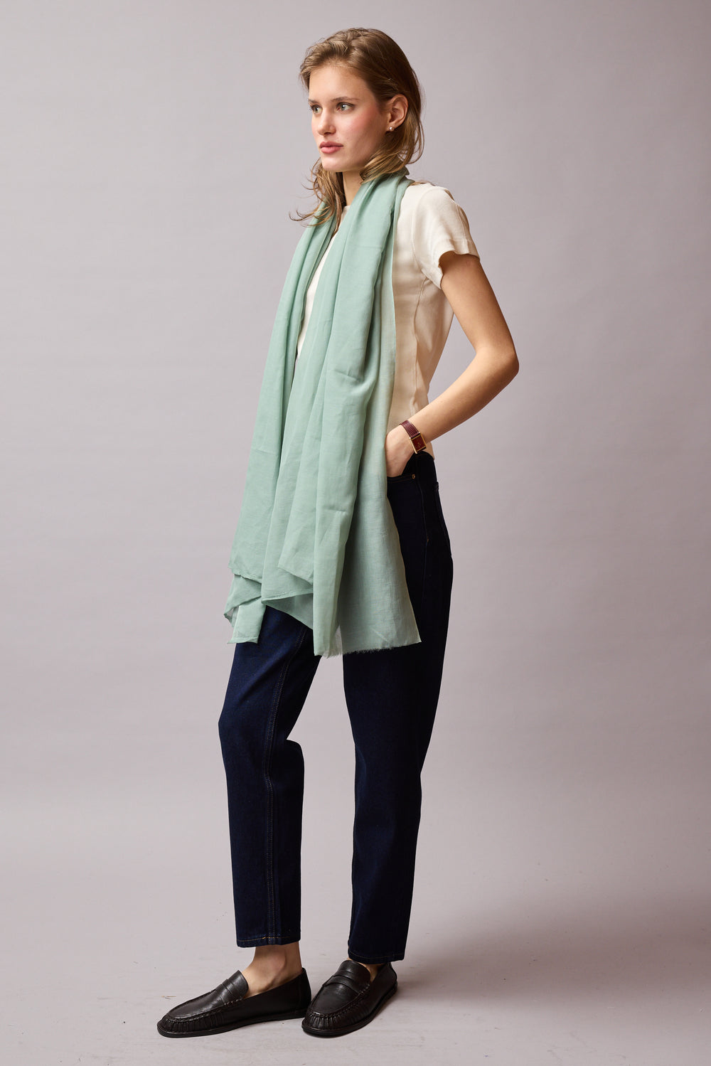 Mint Organic Cotton Handmade Shawl