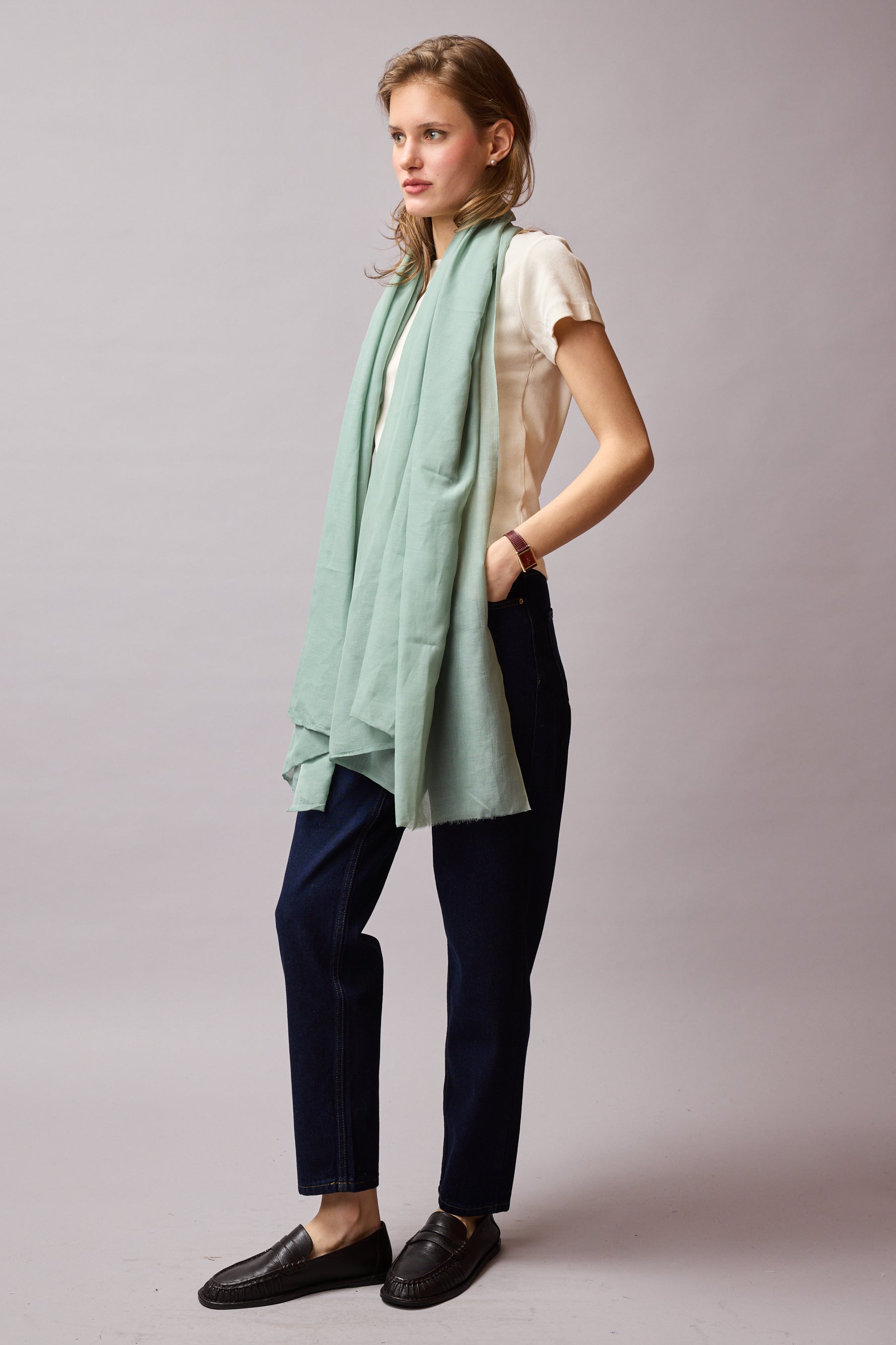 Mint Organik Pamuk Handmade Sal