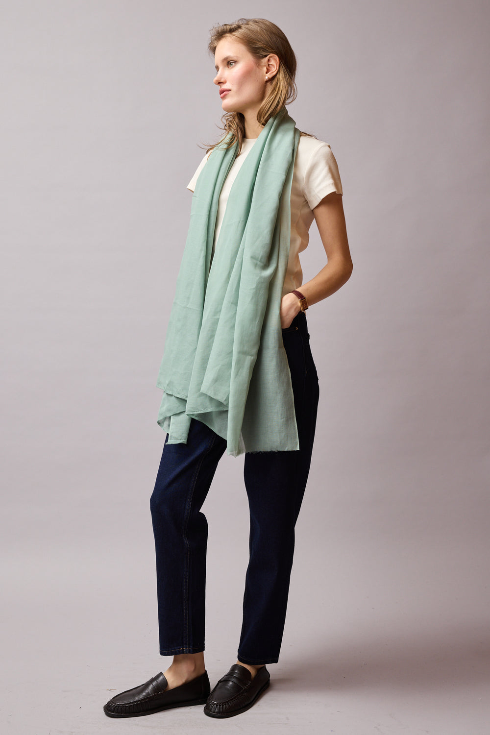Mint Organic Cotton Handmade Shawl