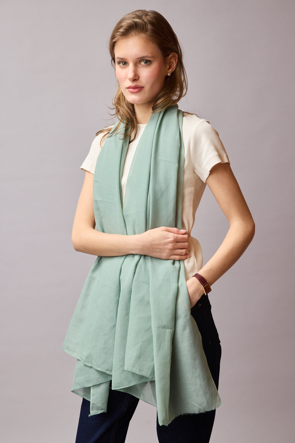 Mint Organic Cotton Handmade Shawl