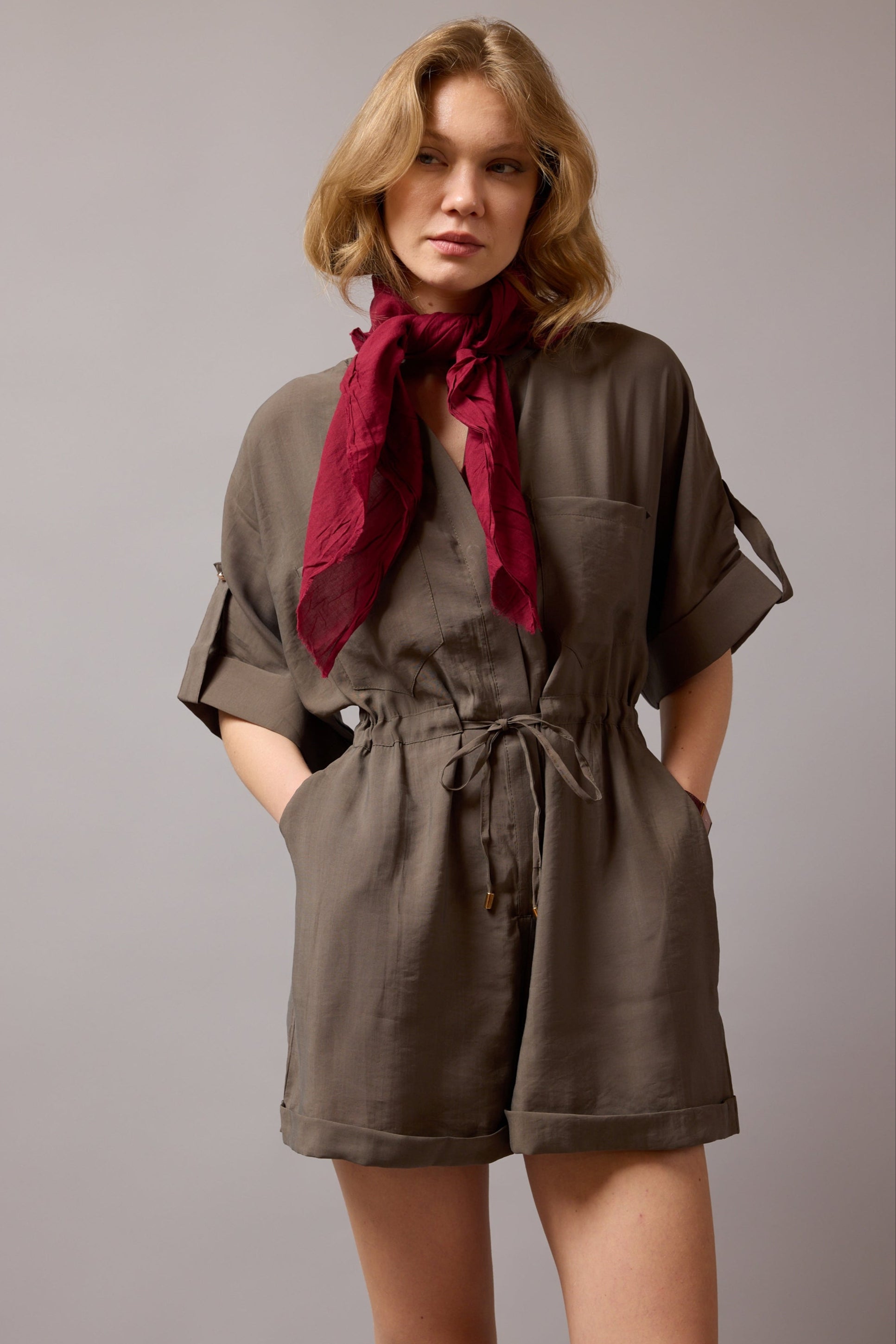 British Red Organic Cotton Handmade Square Scarf