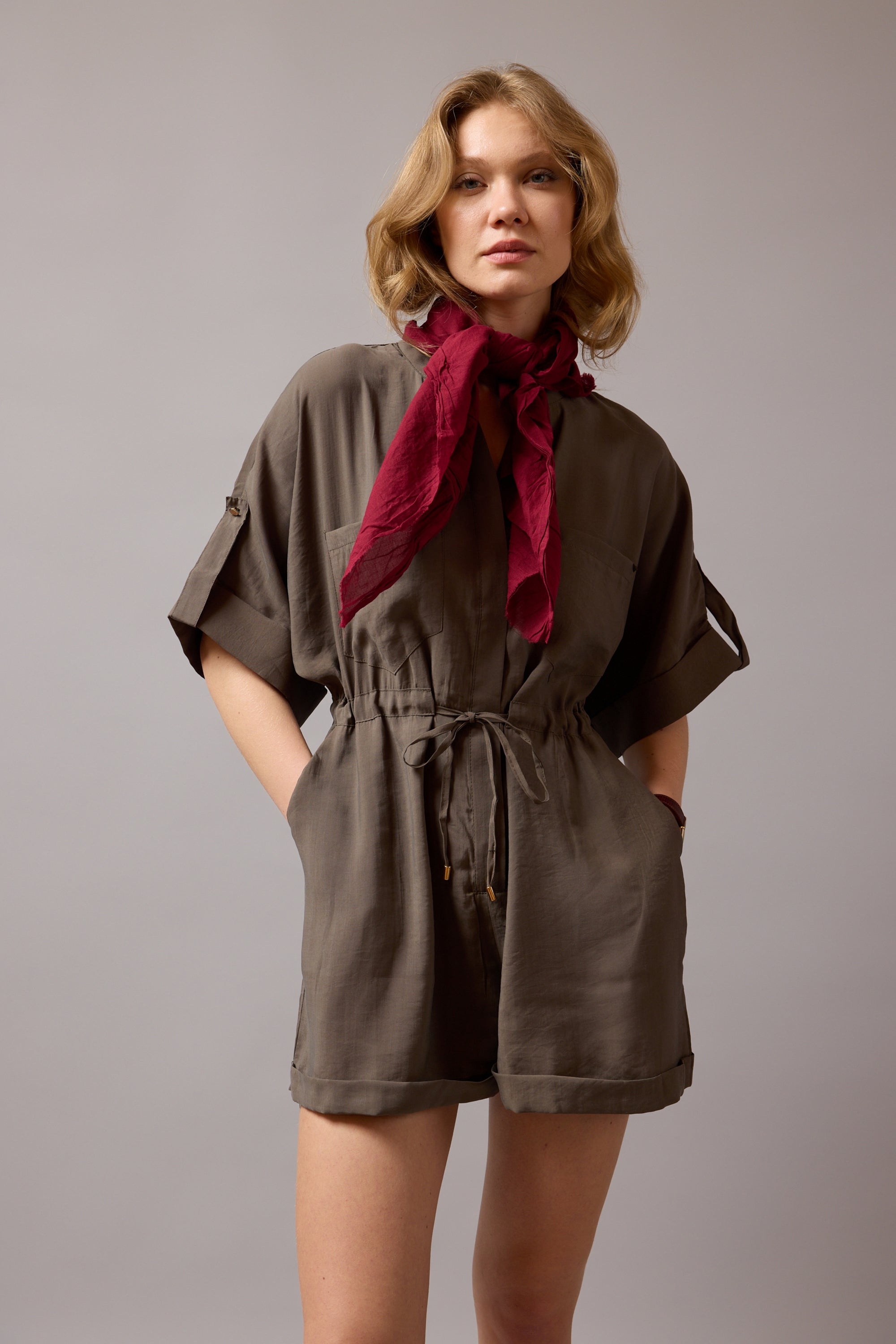 British Red Organic Cotton Handmade Square Scarf