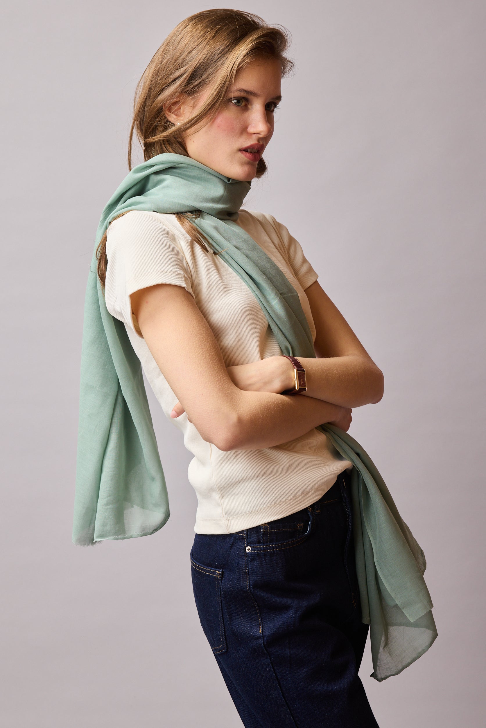 Mint Organik Pamuk Handmade Sal