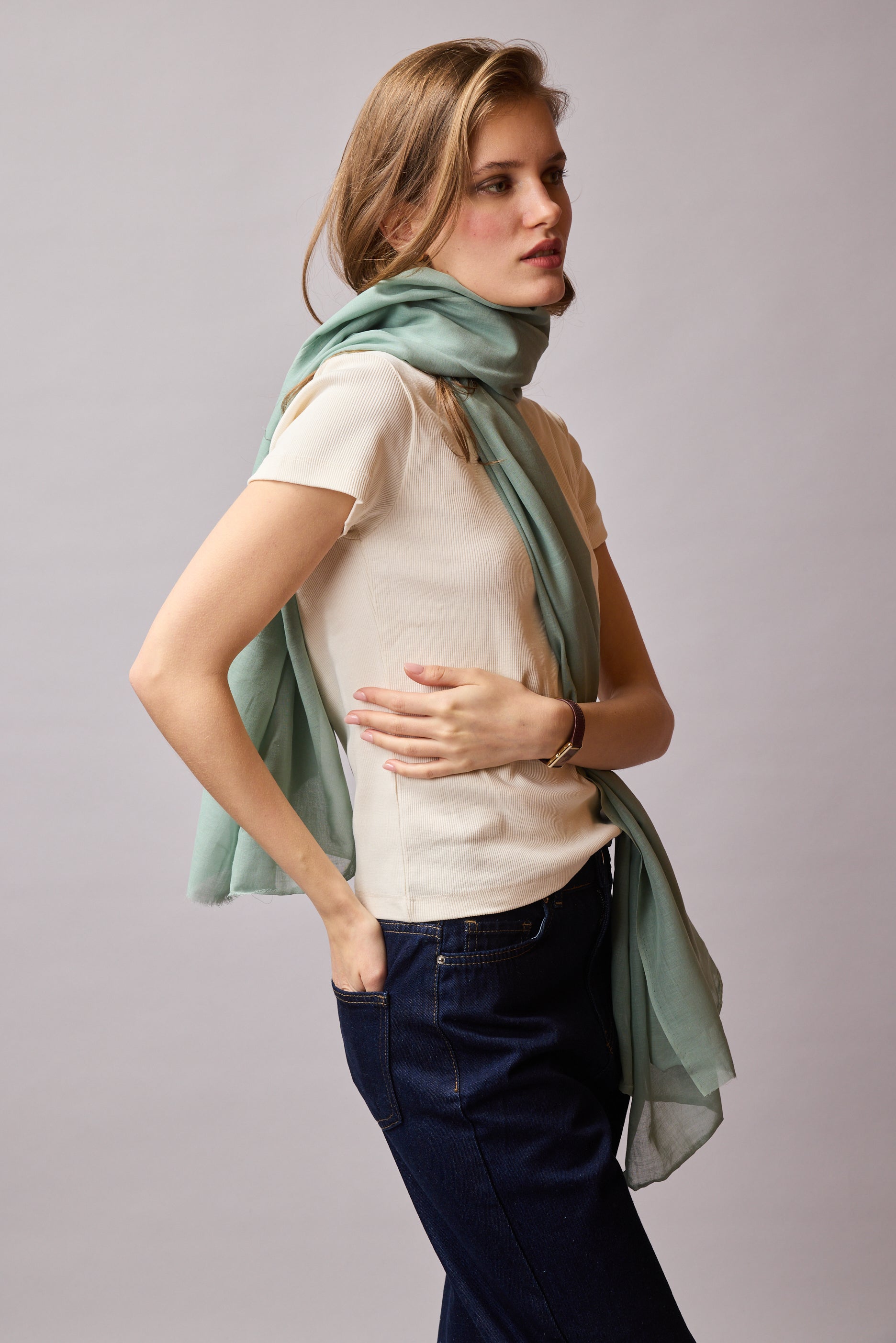 Mint Organik Pamuk Handmade Sal