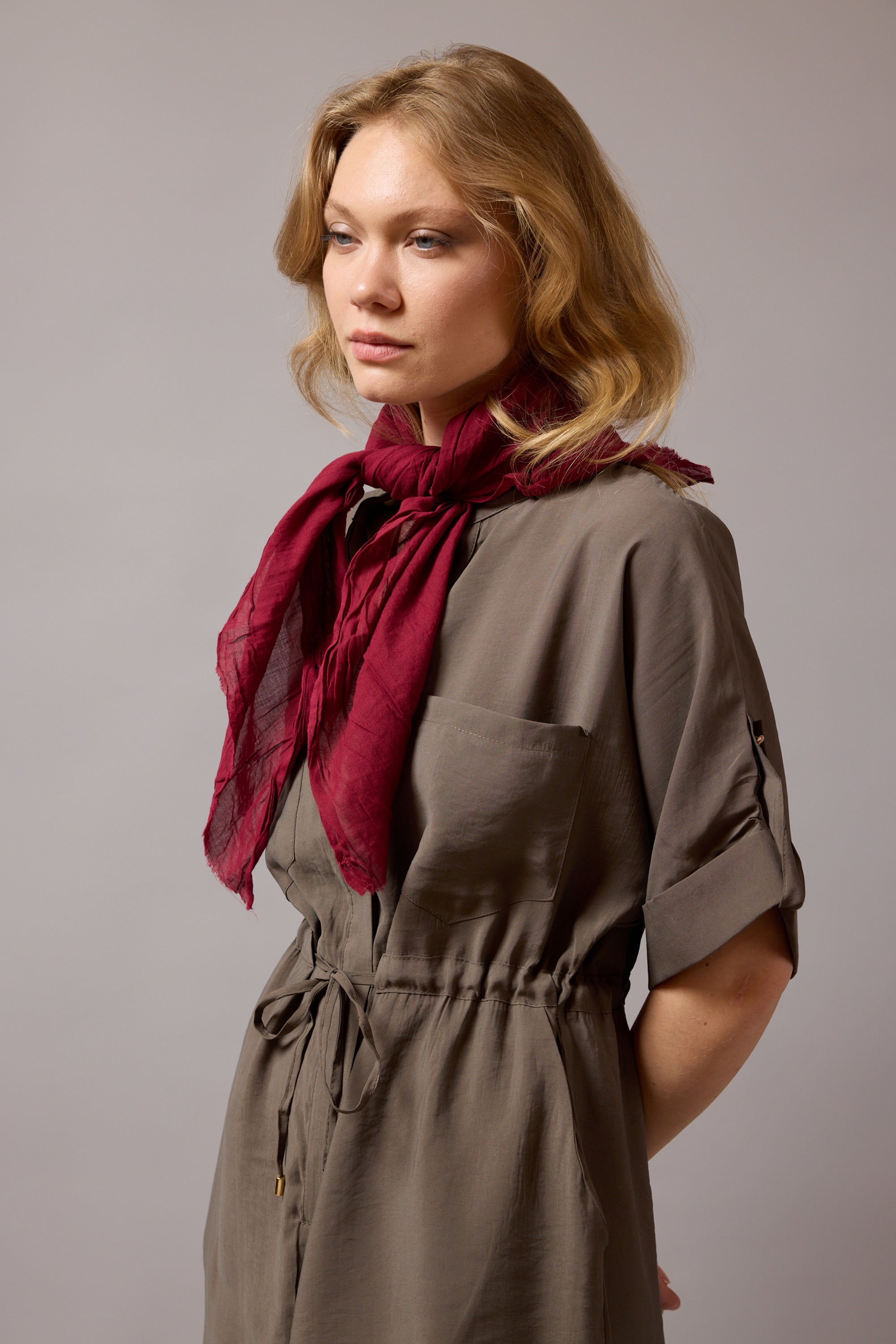 British Red Organic Cotton Handmade Square Scarf