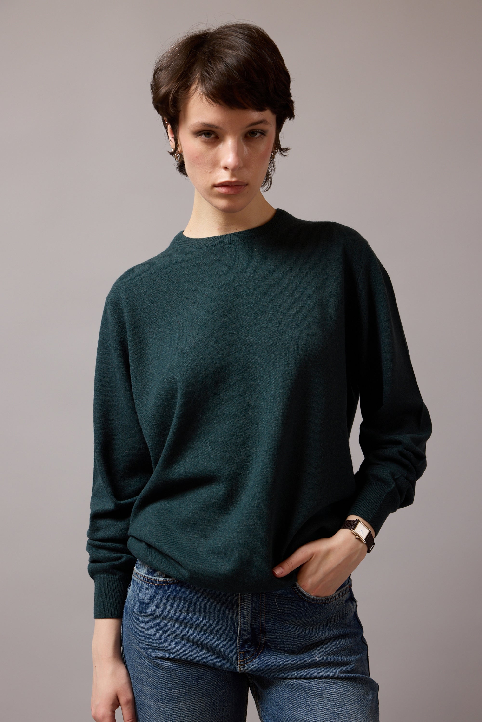 YUN BISIKLET YAKA UNISEX KAZAK ZUMRUT