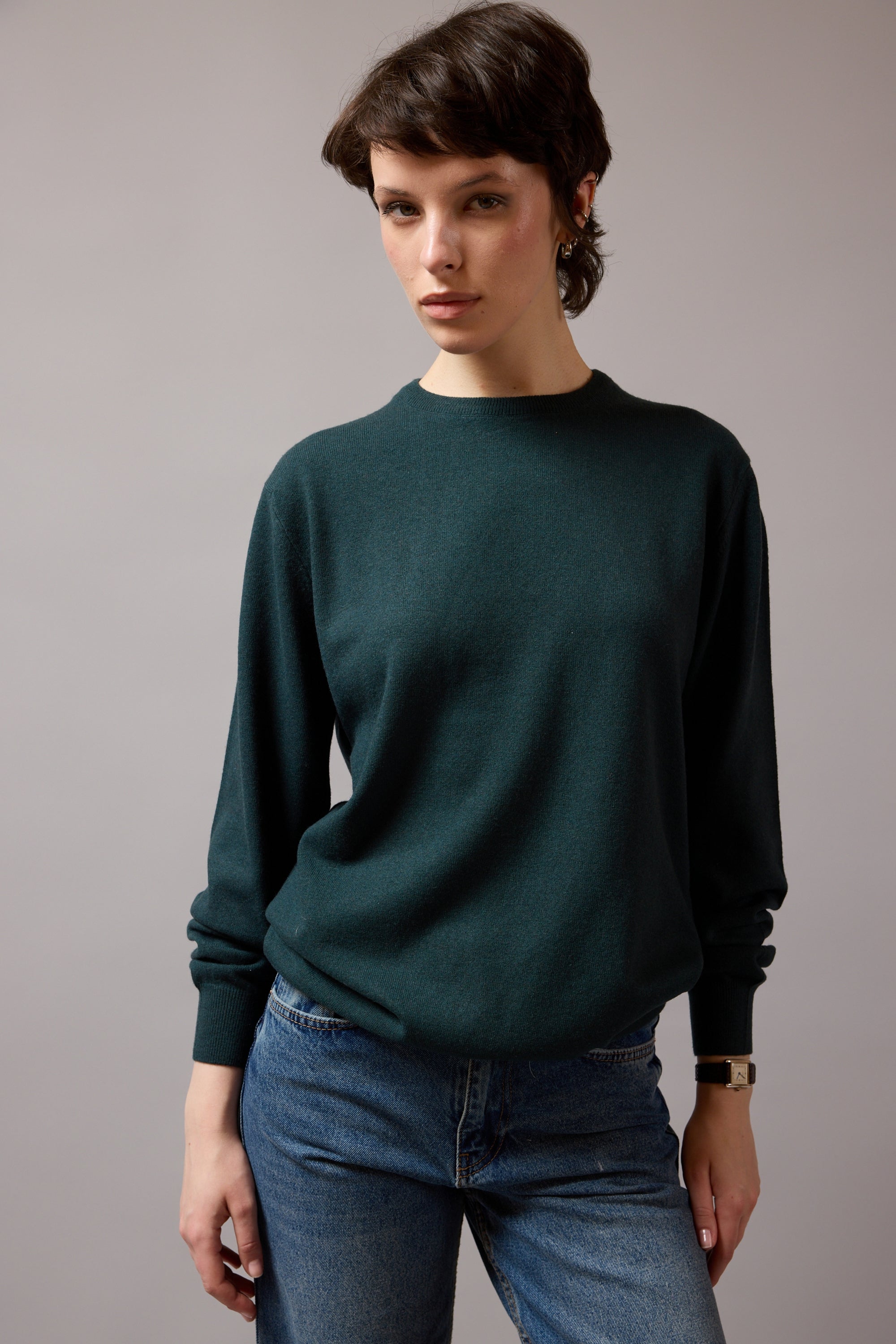YUN BISIKLET YAKA UNISEX KAZAK ZUMRUT