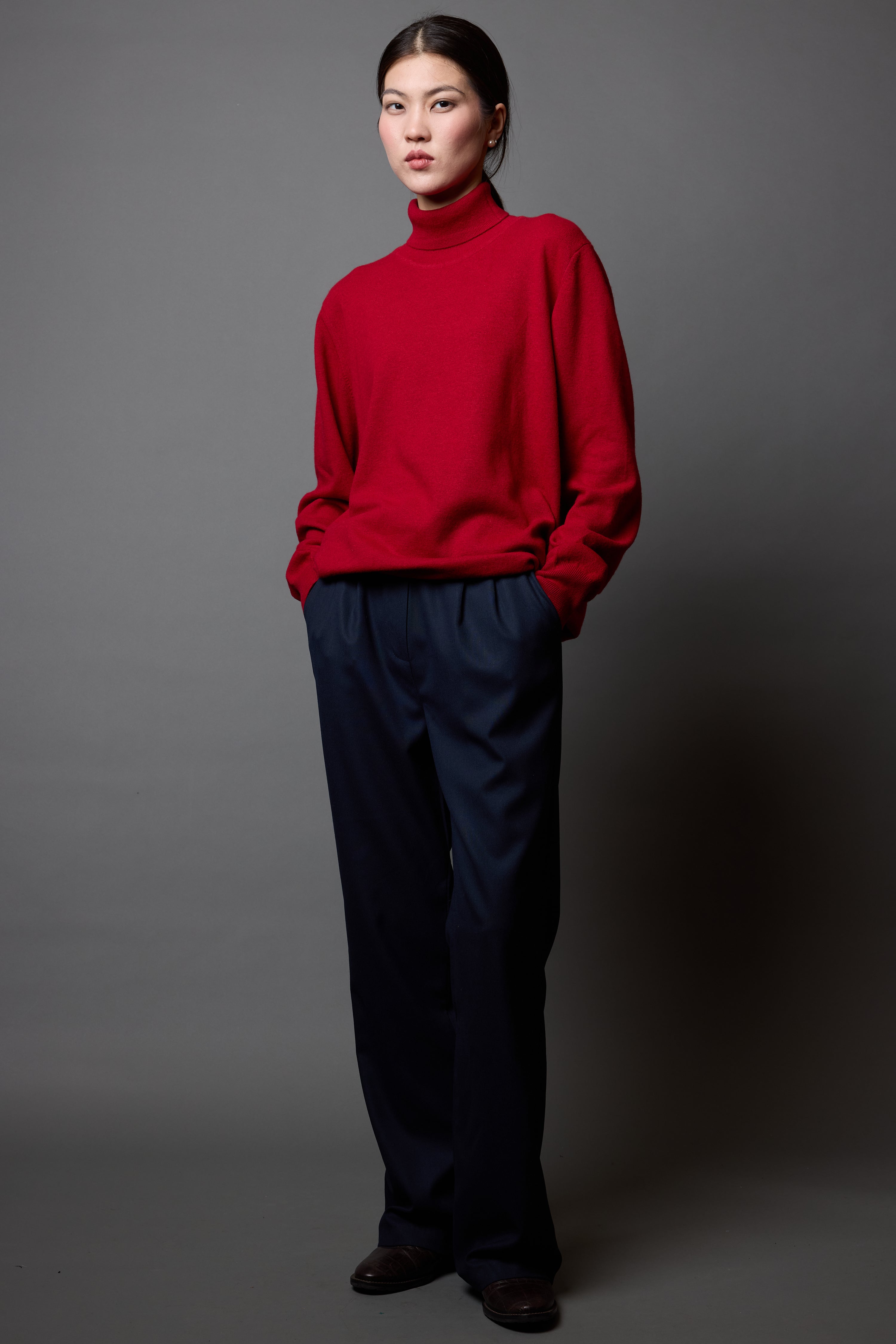 YUN YUKSEK YAKA UNISEX KAZAK KIRMIZI