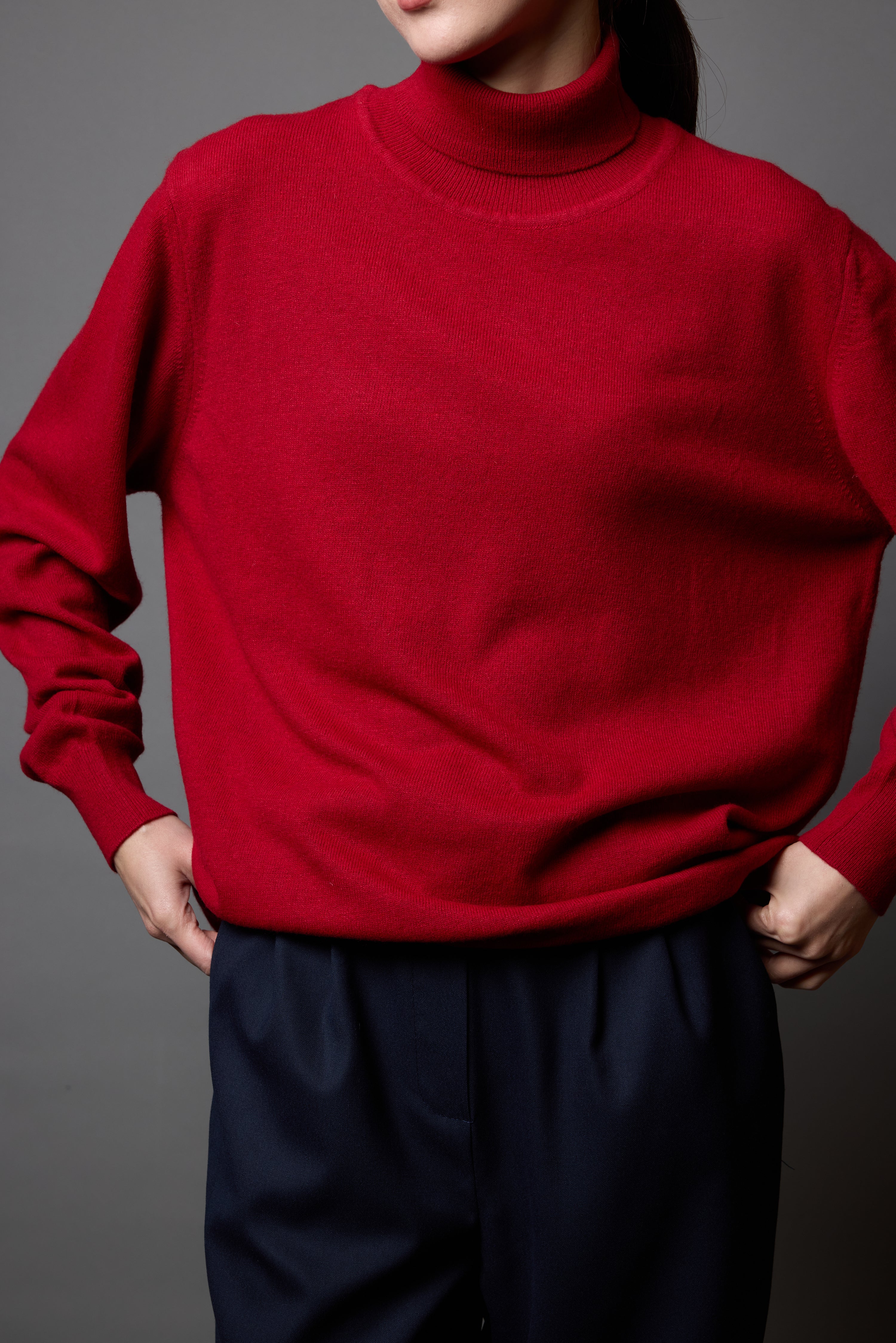 YUN YUKSEK YAKA UNISEX KAZAK KIRMIZI