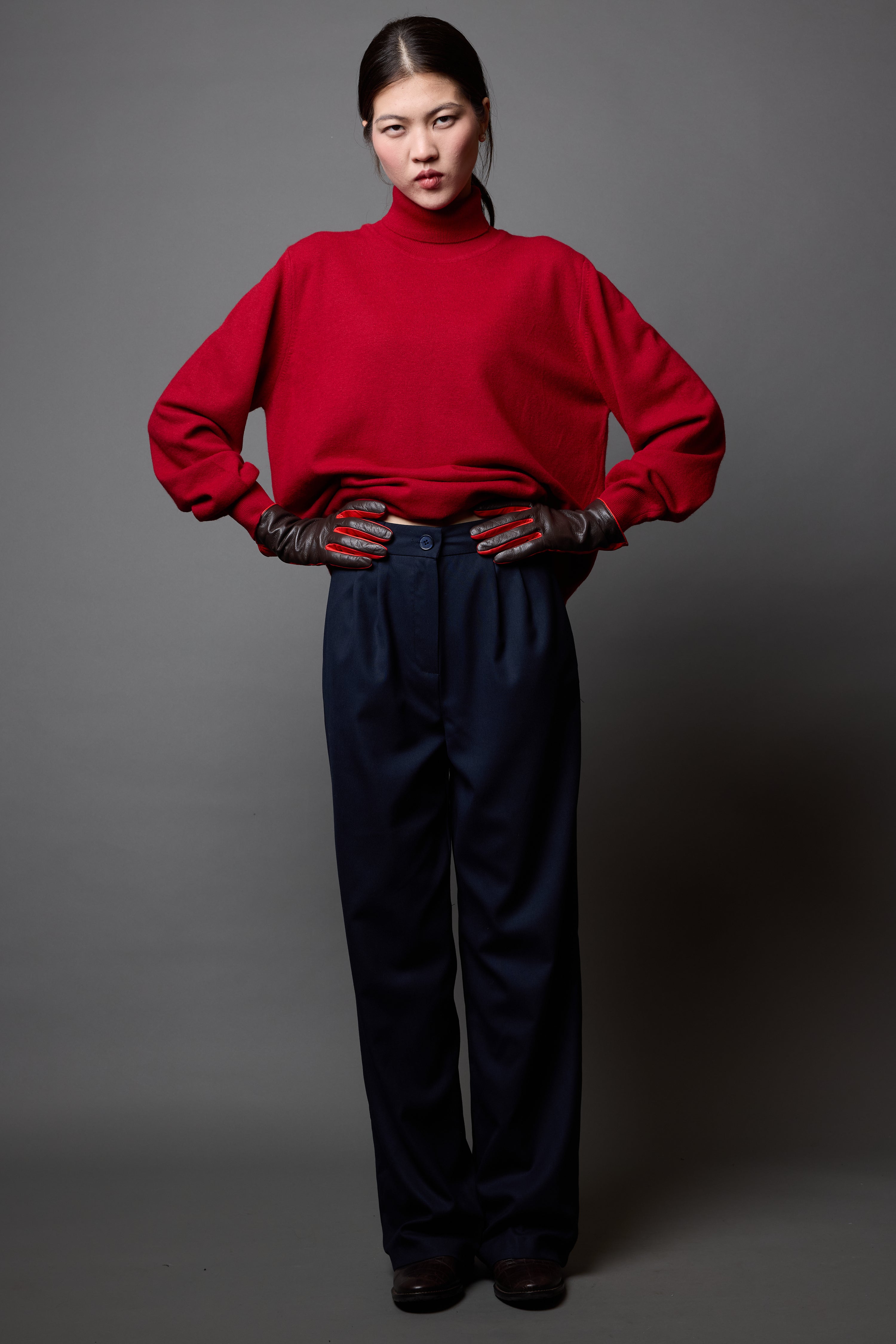 YUN YUKSEK YAKA UNISEX KAZAK KIRMIZI