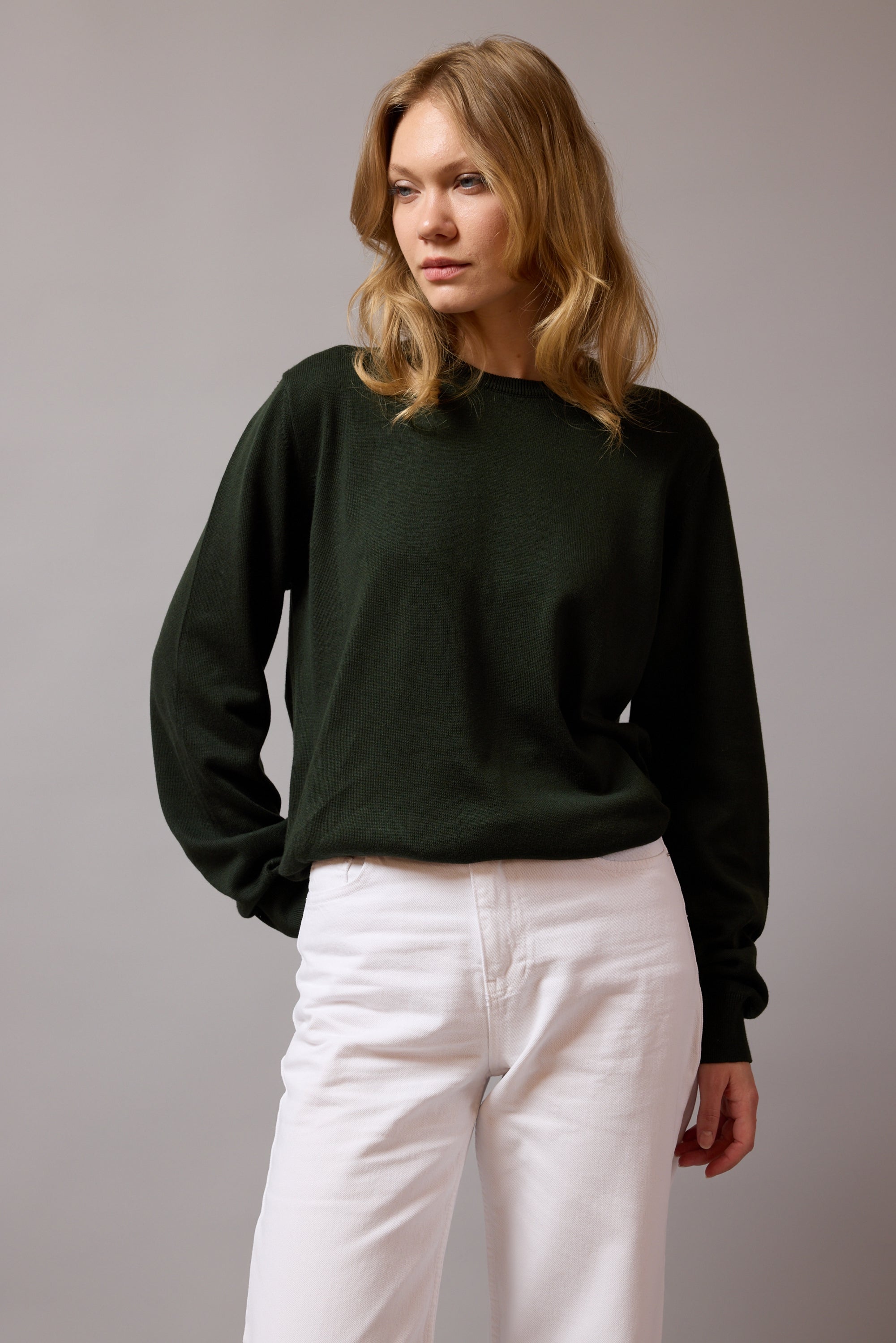 PAMUK BISIKLET YAKA UNISEX KAZAK DARK GREEN