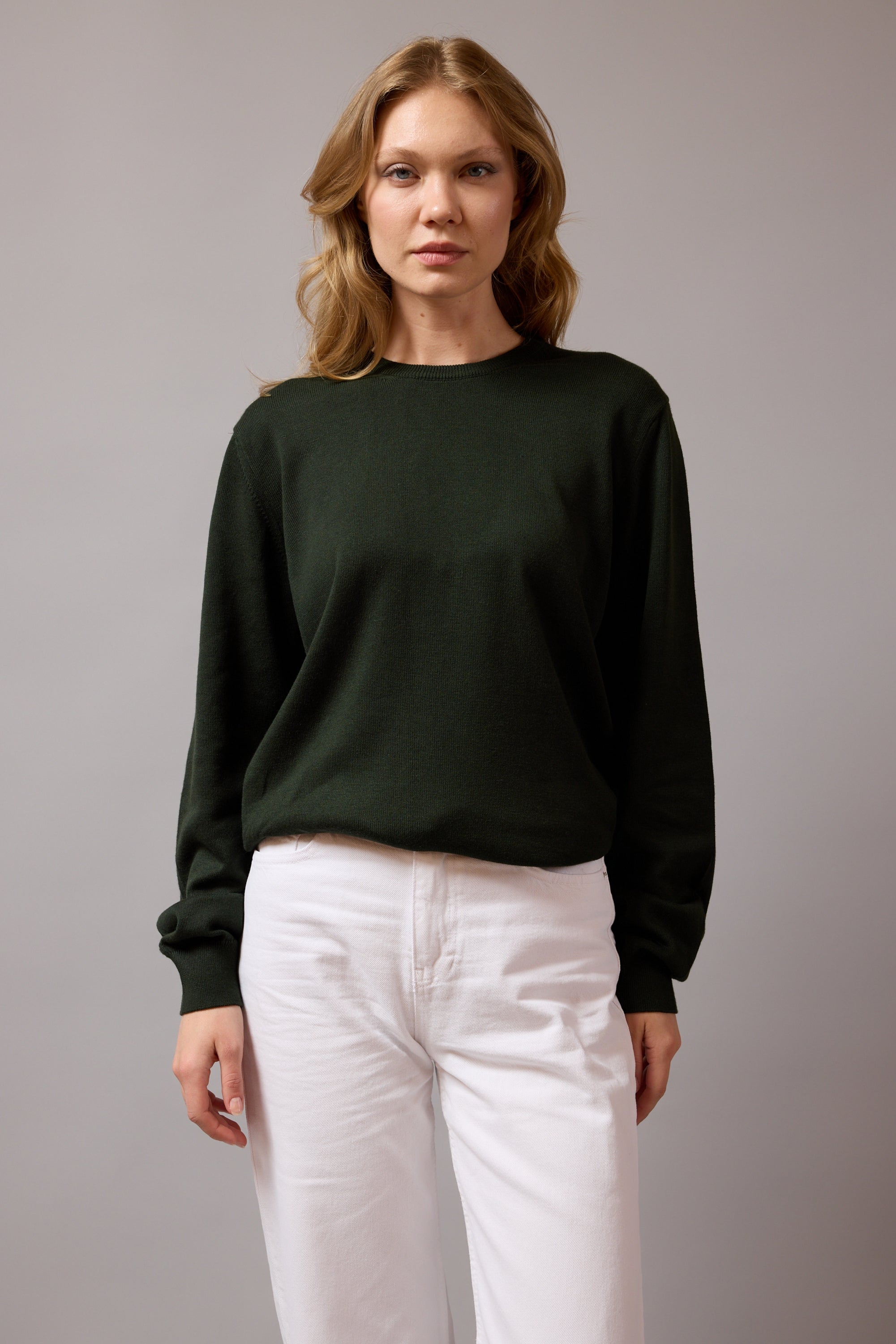 PAMUK BISIKLET YAKA UNISEX KAZAK DARK GREEN