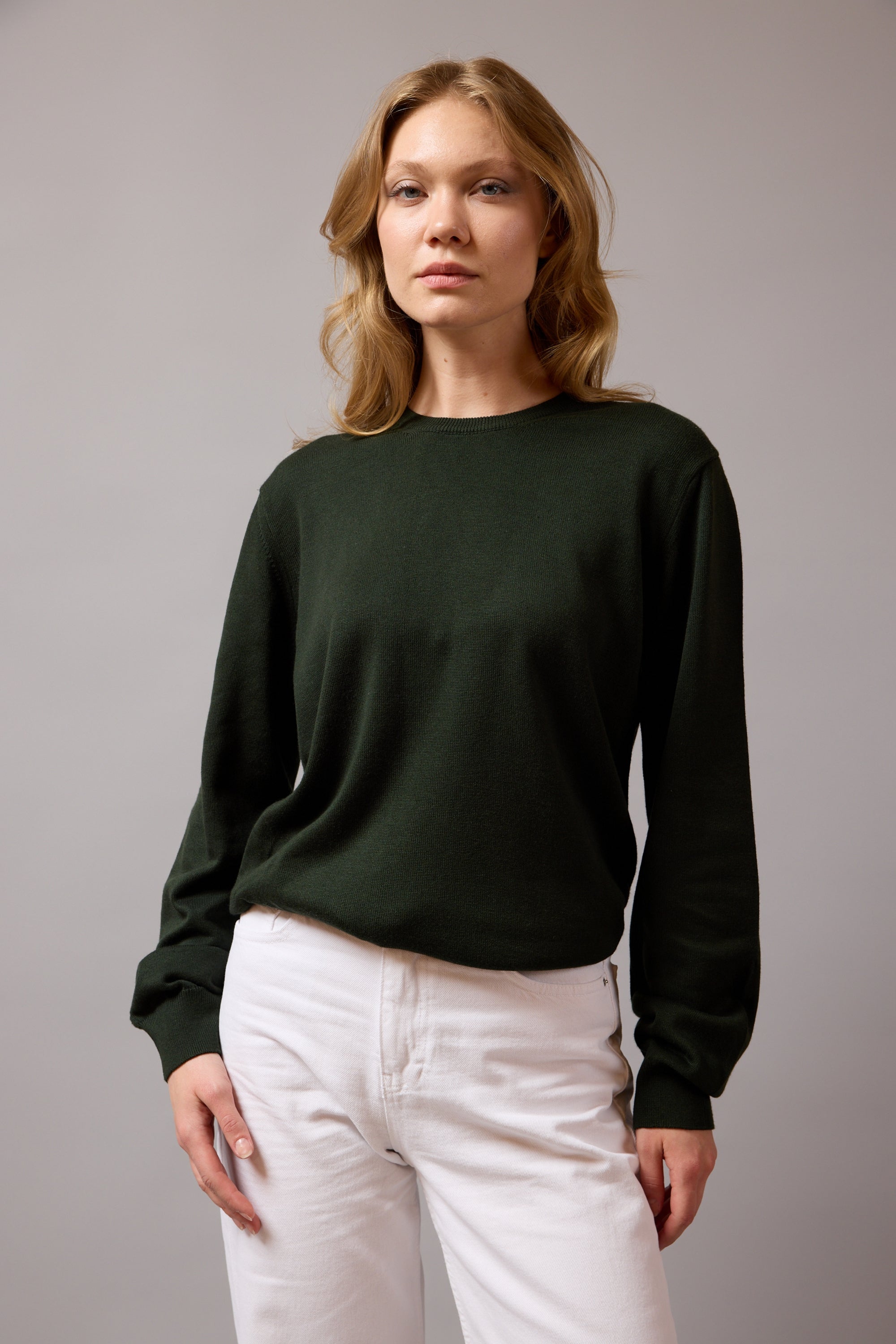 PAMUK BISIKLET YAKA UNISEX KAZAK DARK GREEN