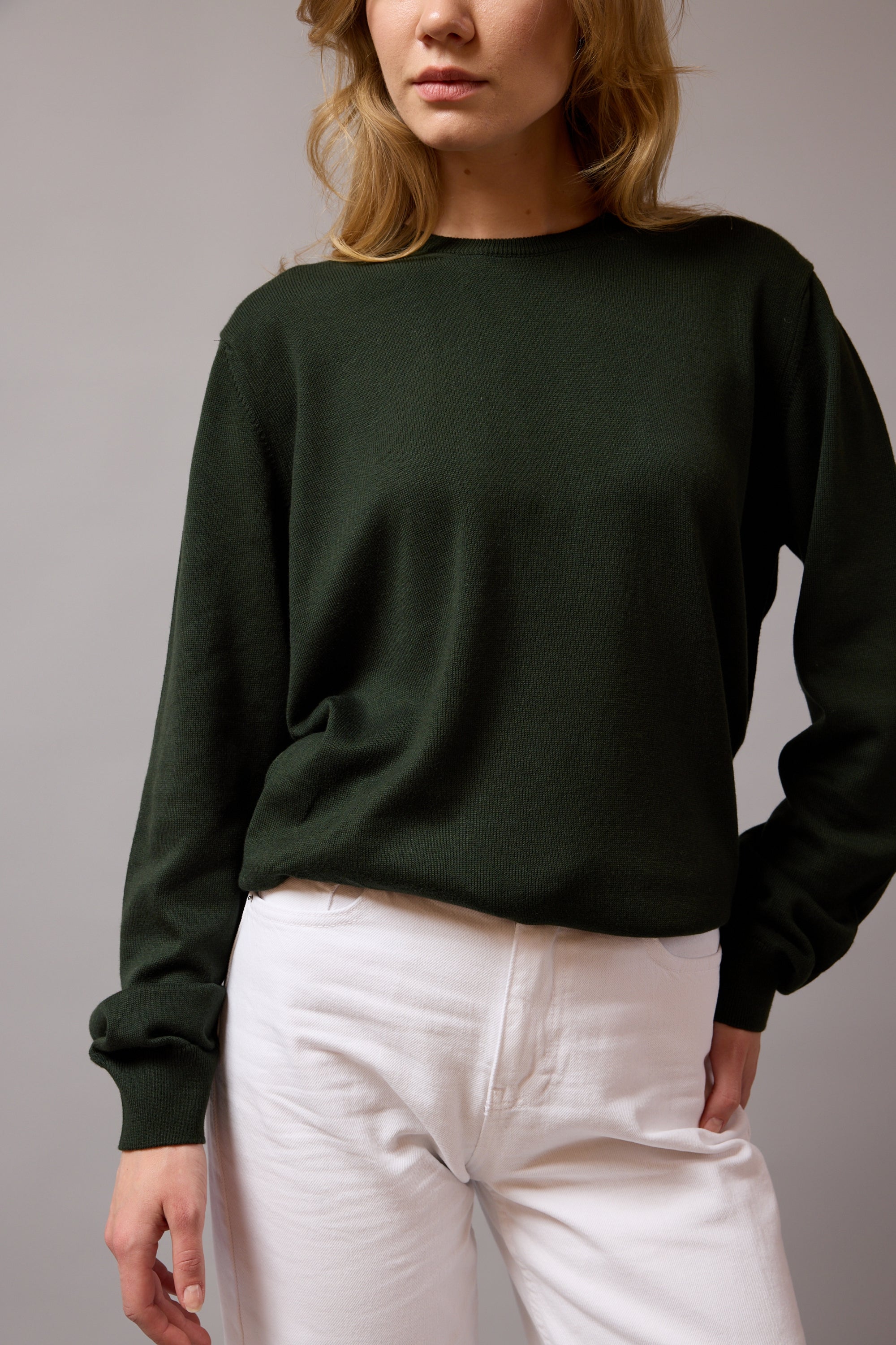 PAMUK BISIKLET YAKA UNISEX KAZAK DARK GREEN