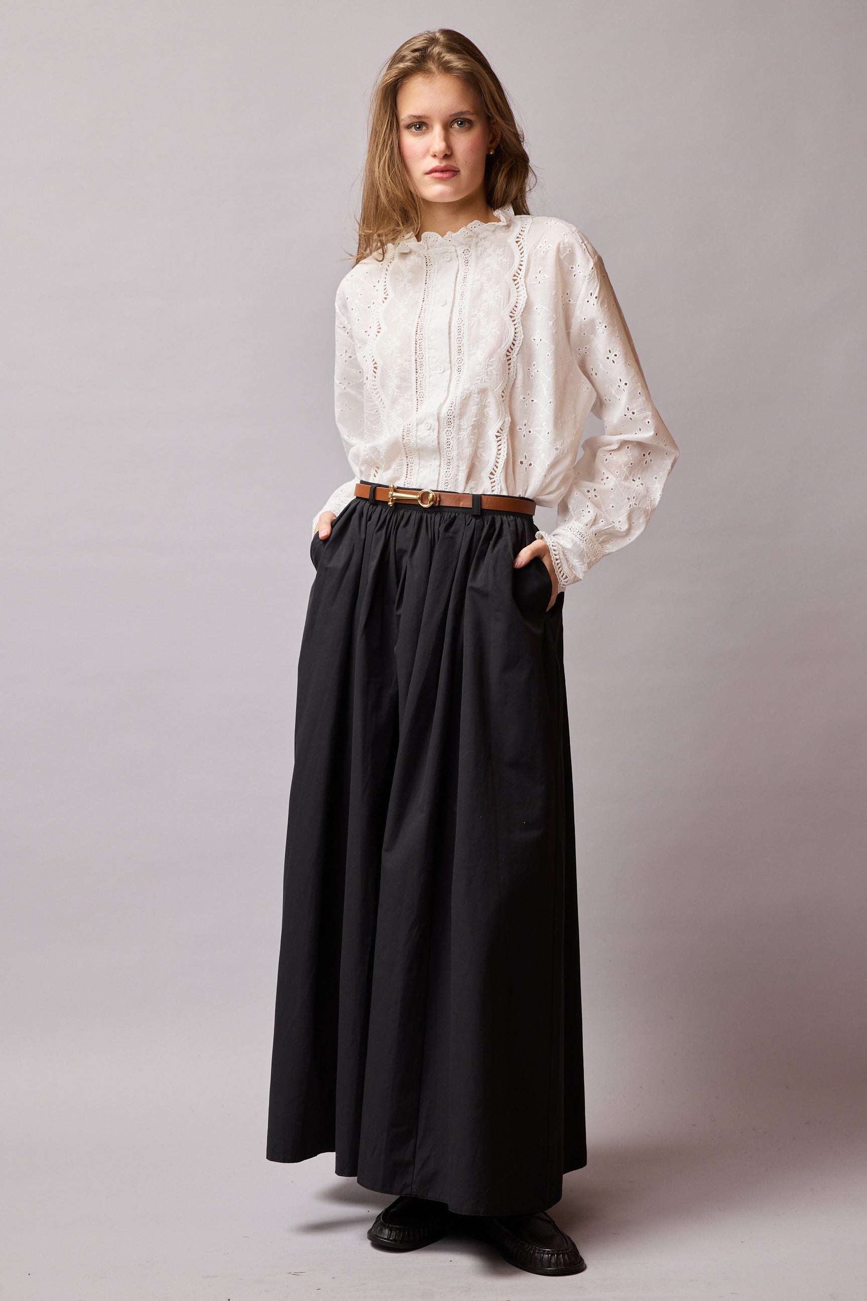 MIDI PARASUT SKIRT BLACK