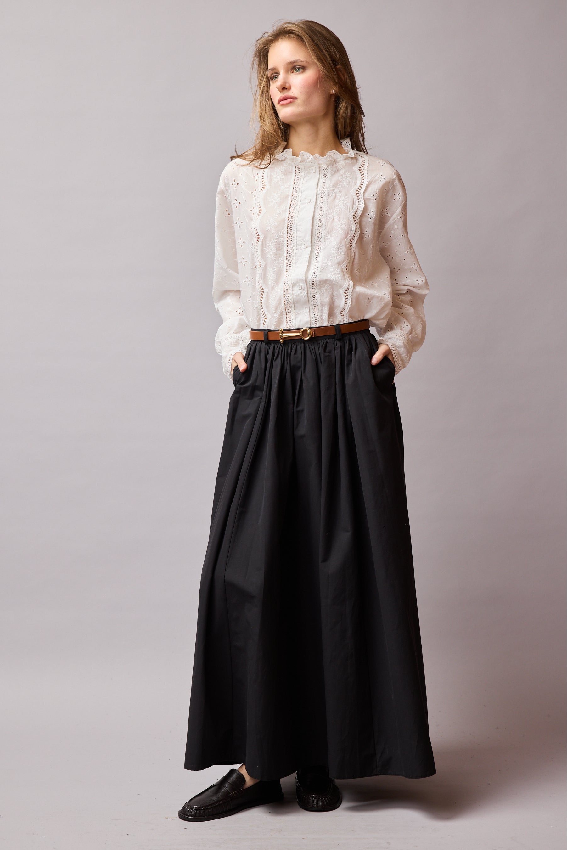 MIDI PARASUT SKIRT BLACK