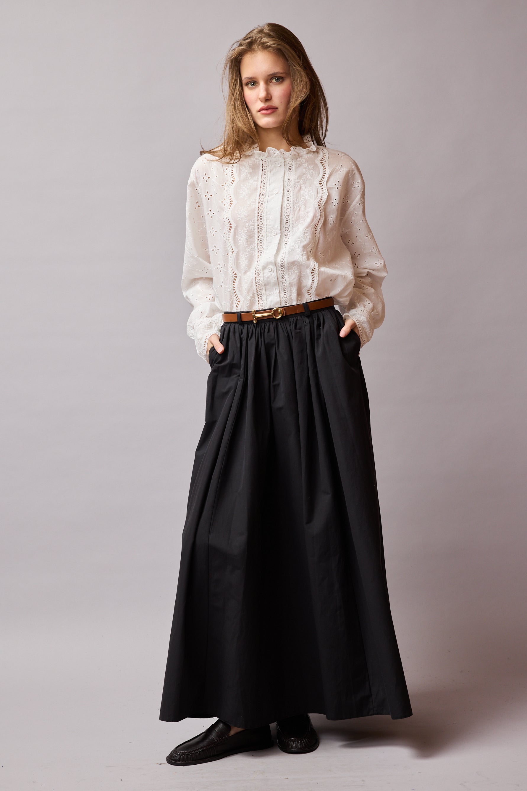 MIDI PARASUT SKIRT BLACK