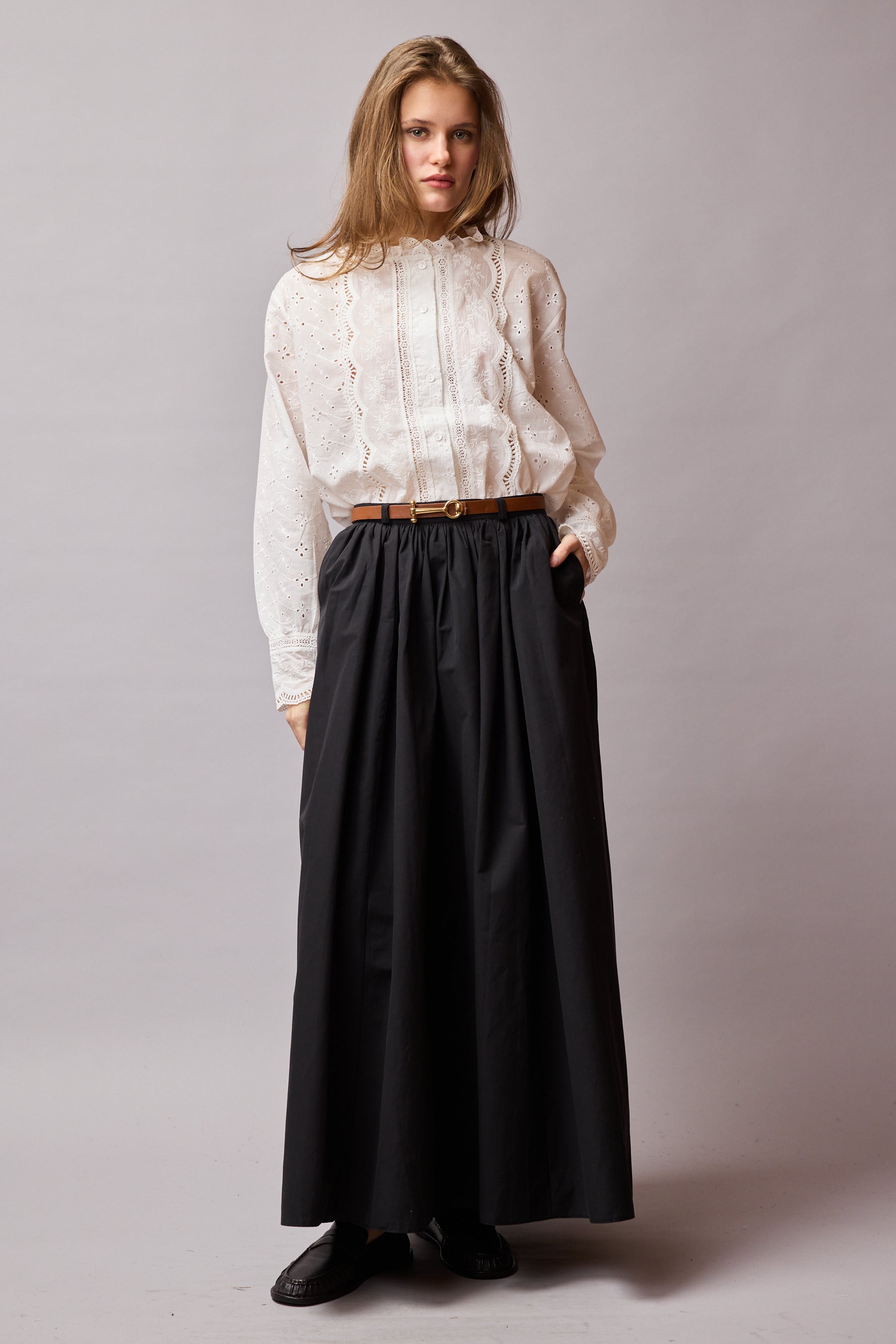 MIDI PARASUT SKIRT BLACK