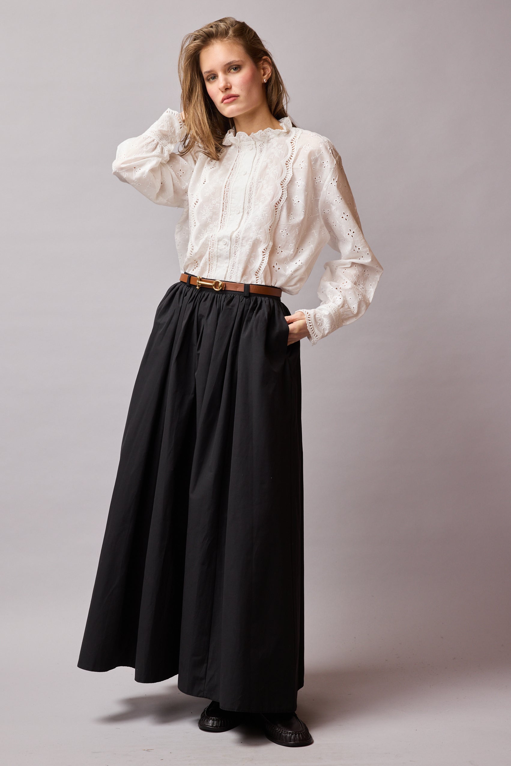 MIDI PARASUT SKIRT BLACK