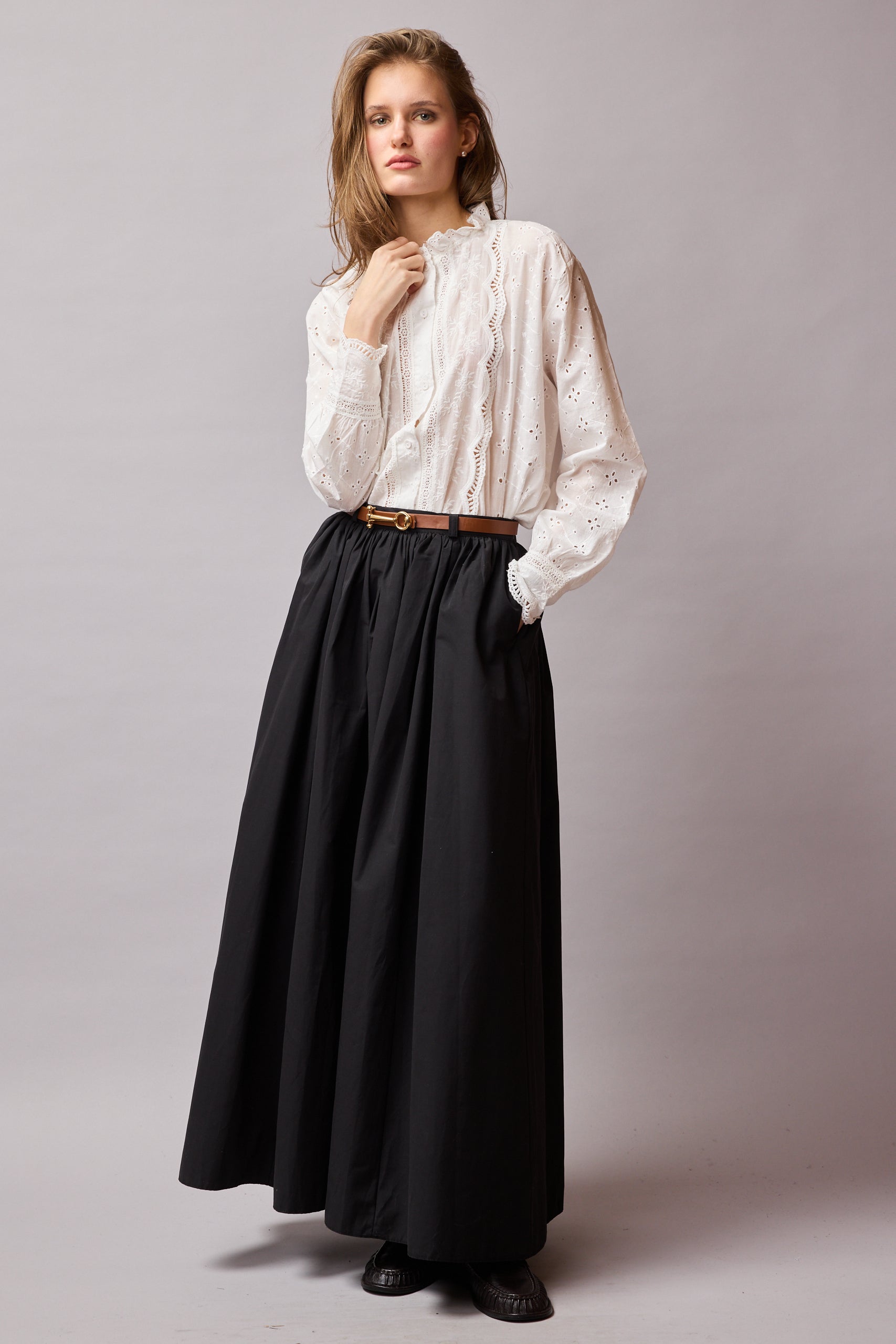 MIDI PARASUT SKIRT BLACK