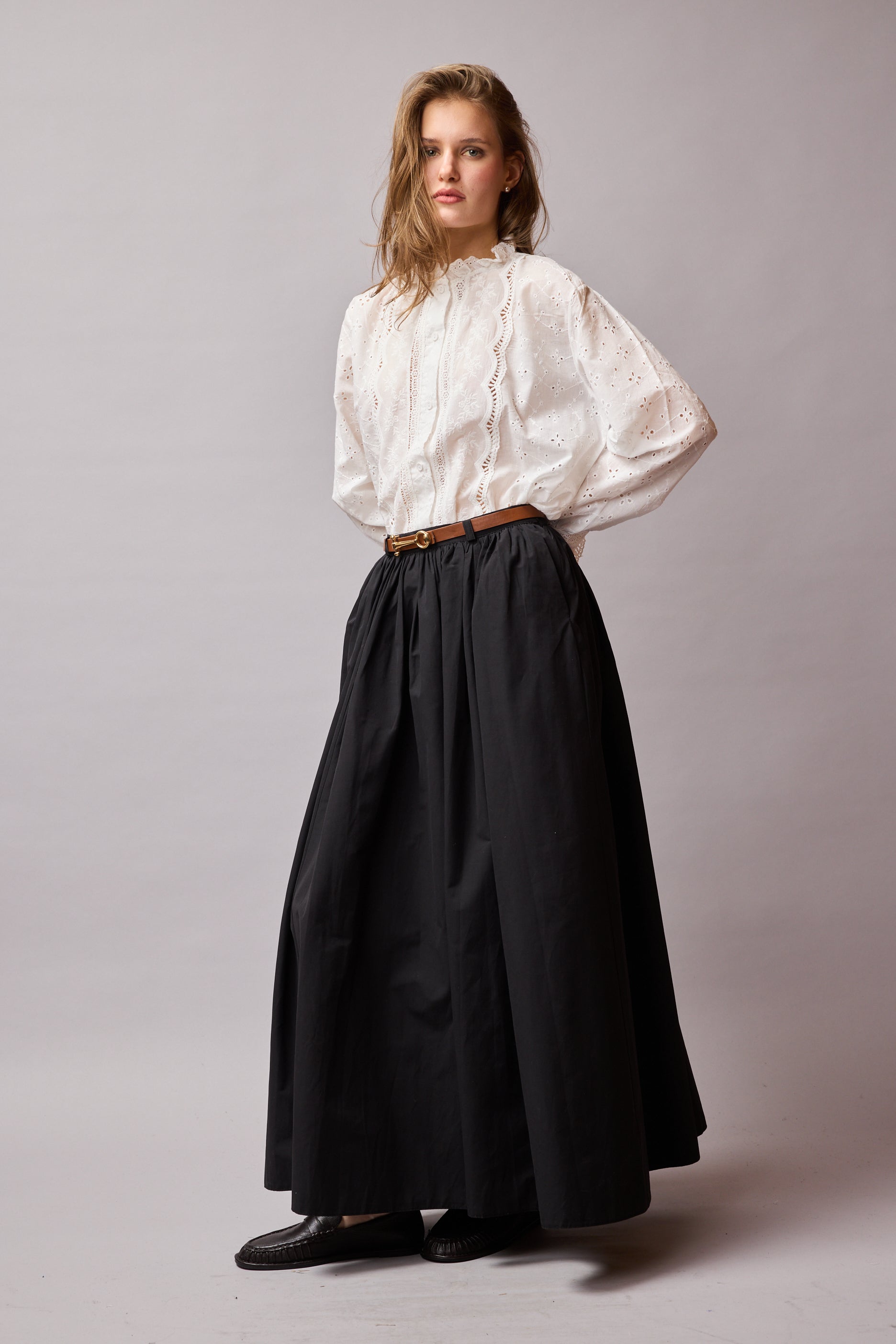 MIDI PARASUT SKIRT BLACK