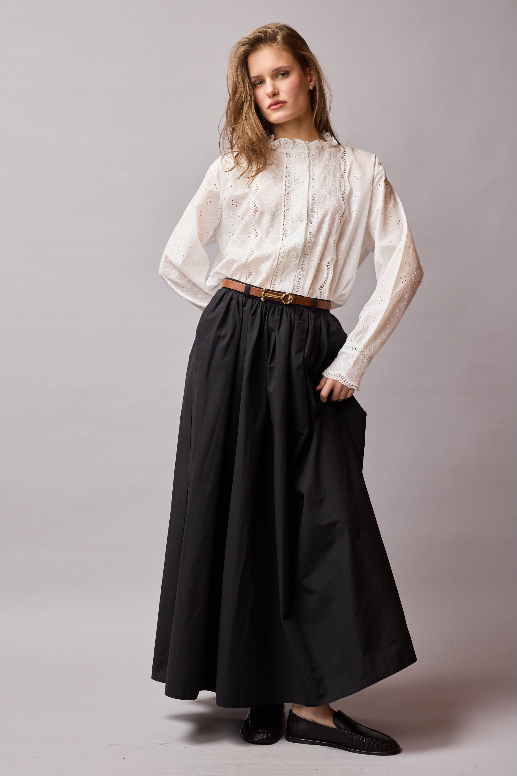 MIDI PARASUT SKIRT BLACK