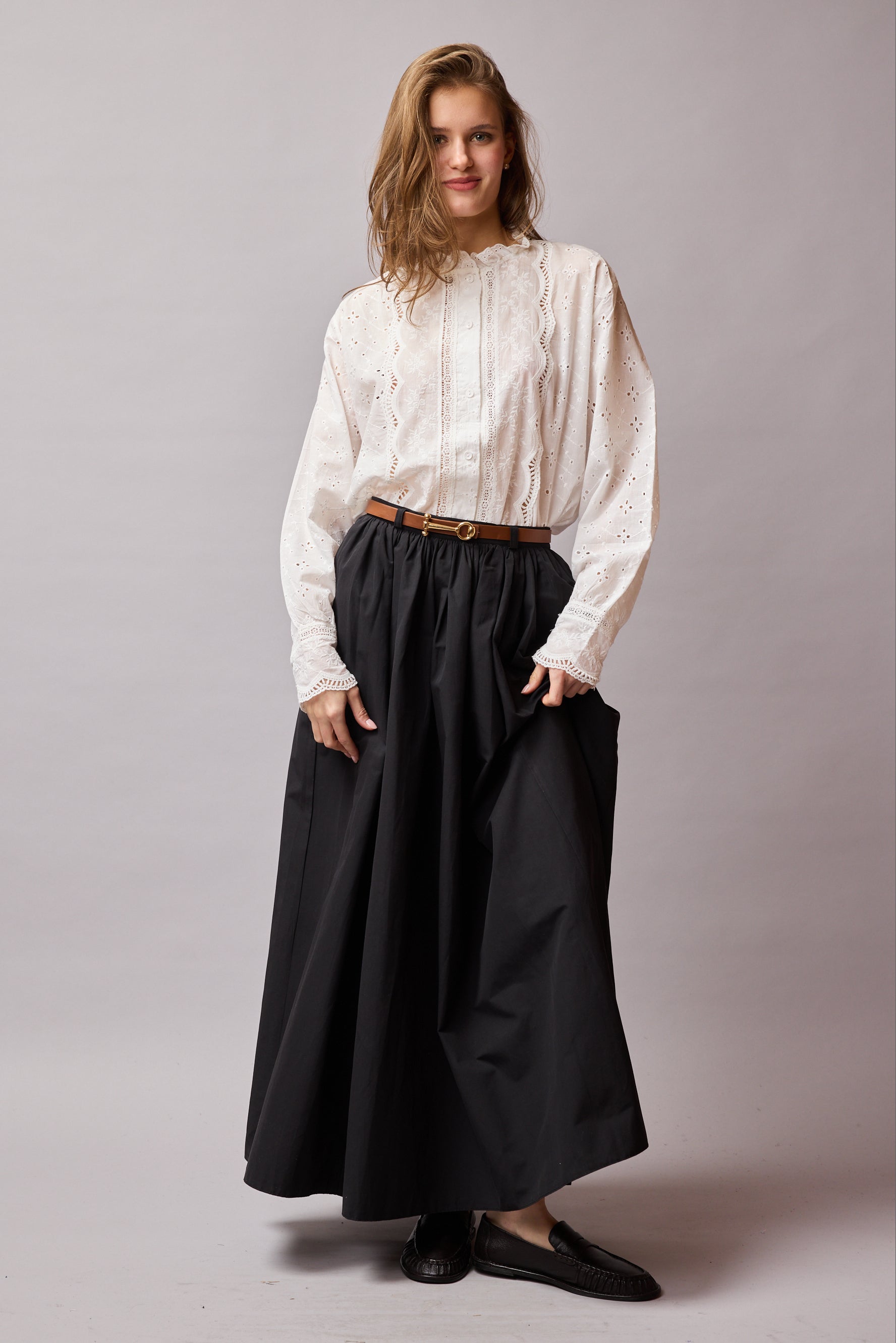 MIDI PARASUT SKIRT BLACK