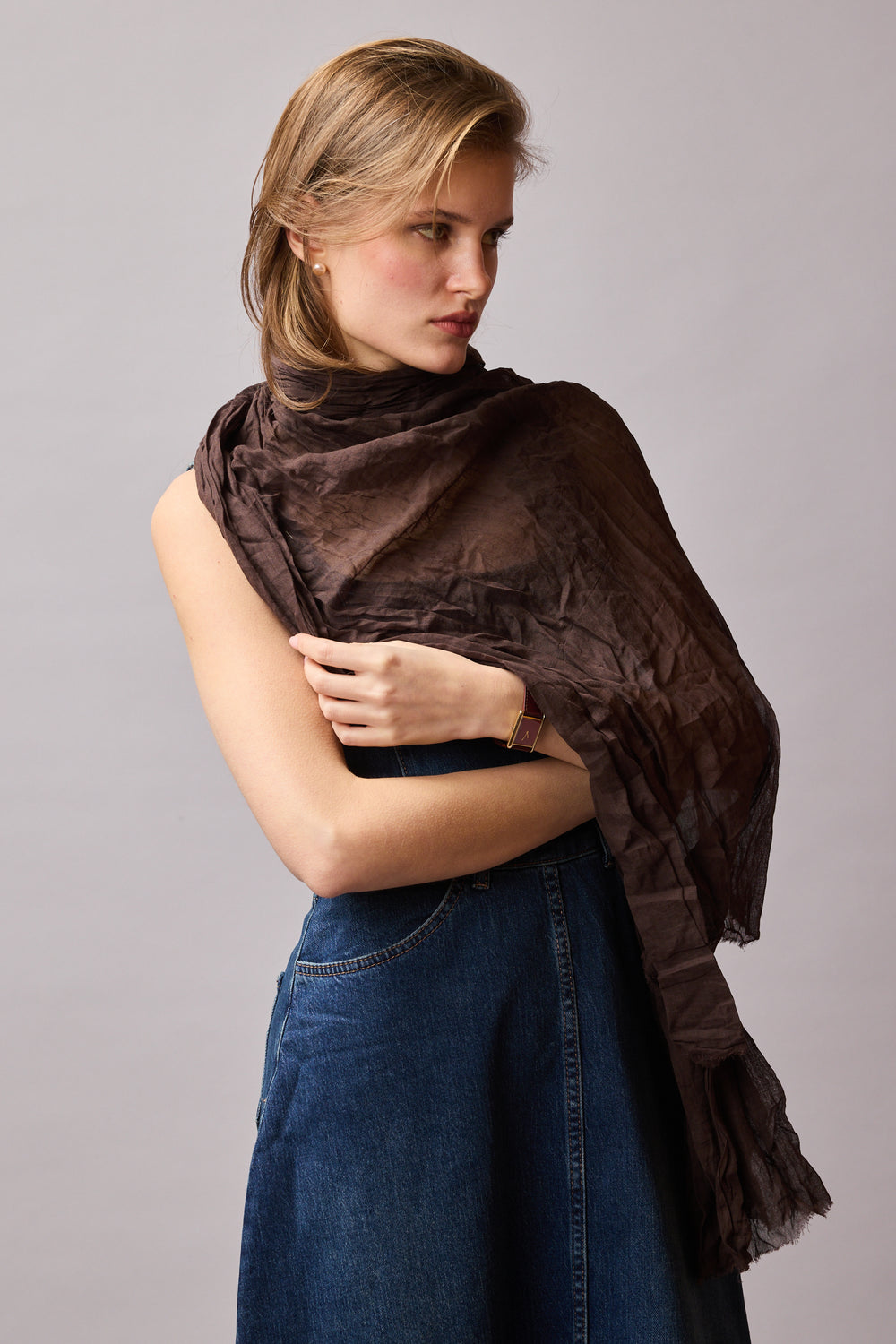 DARK AUTUMN ORGANIC COTTON HANDMADE SHAWL