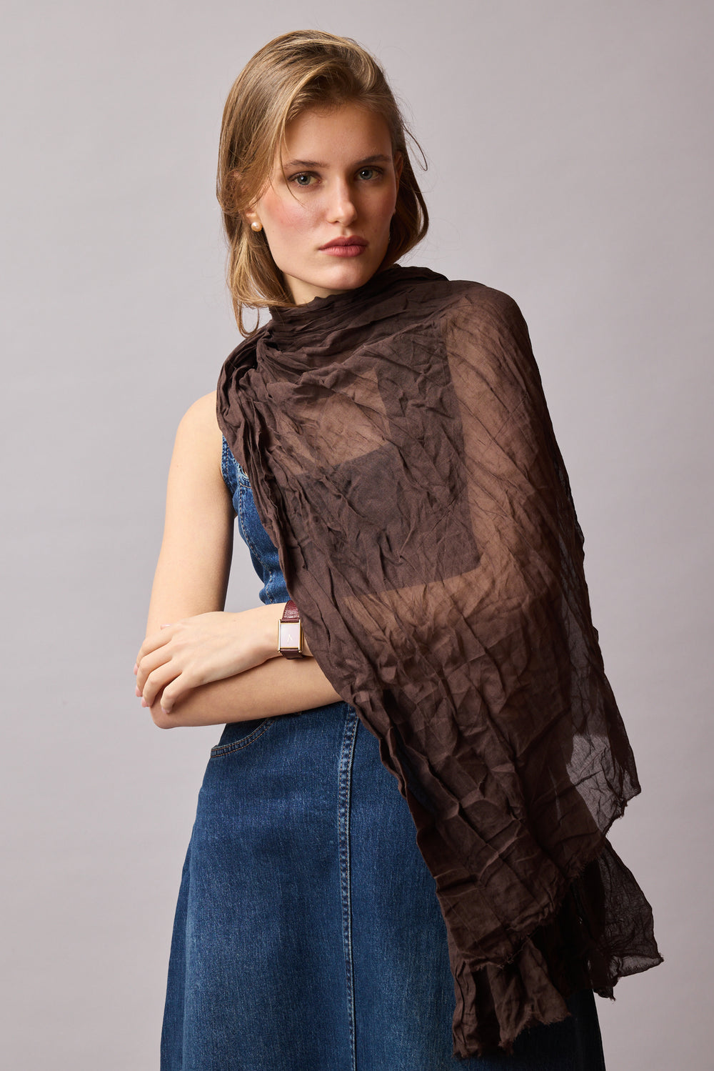 DARK AUTUMN ORGANIC COTTON HANDMADE SHAWL