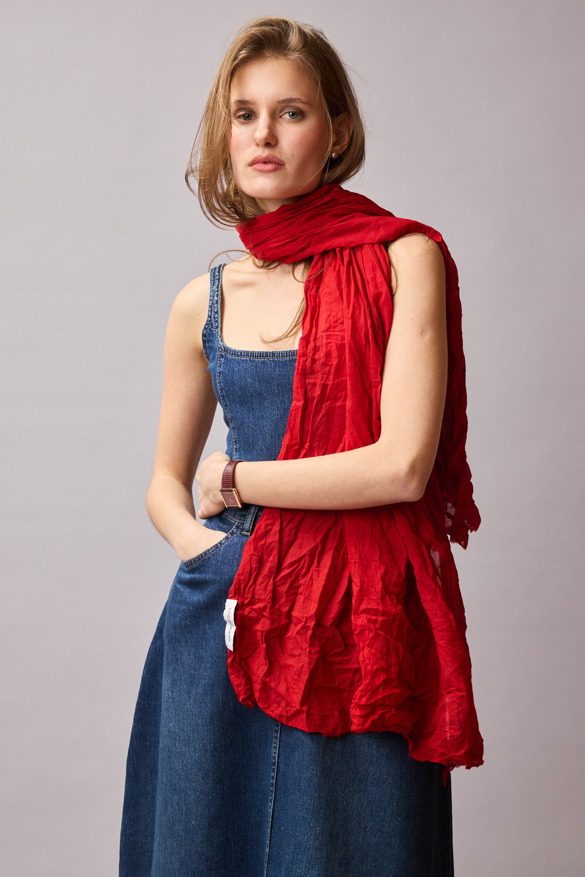 Christmas Red Organik Pamuk Handmade Sal