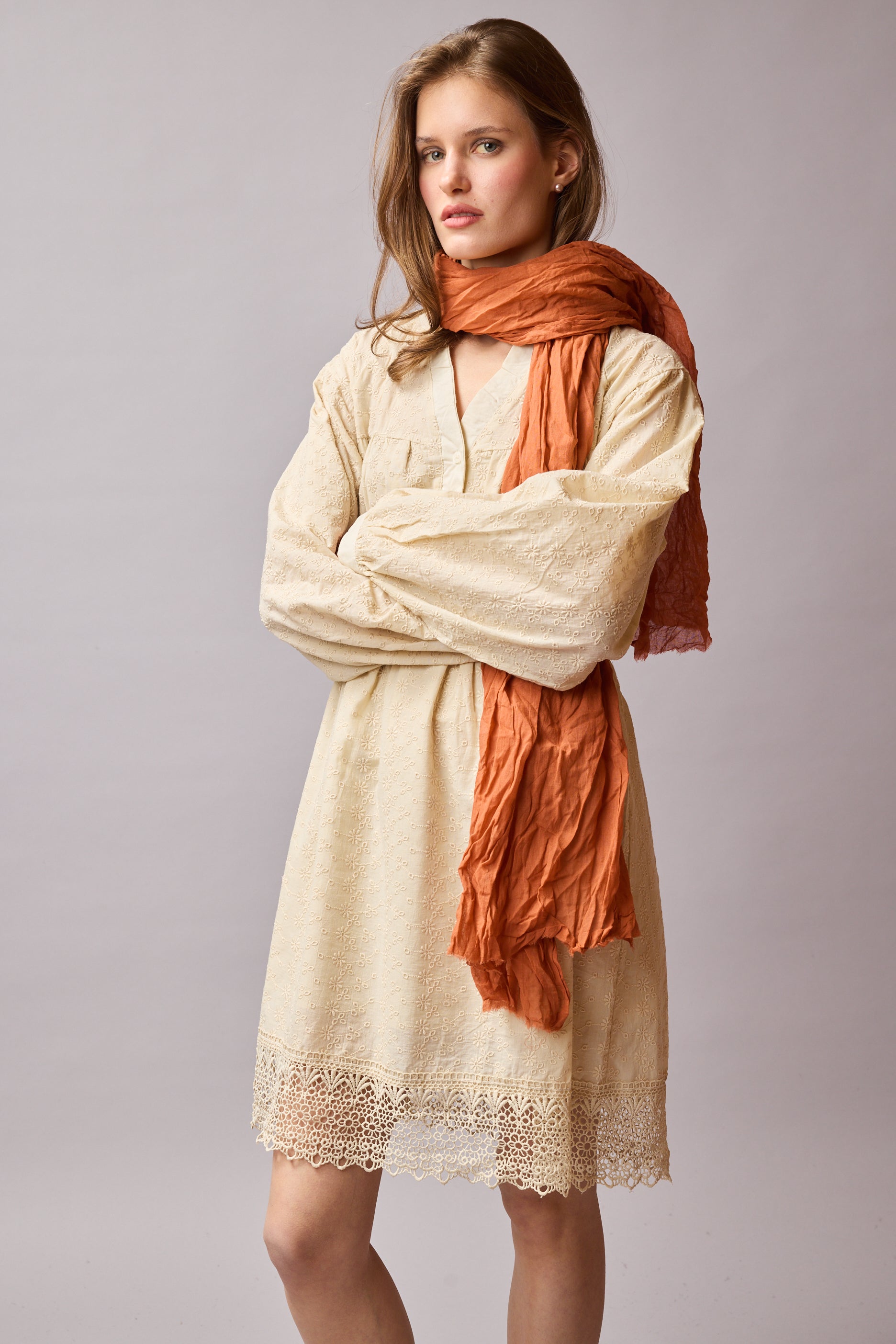 Orange Blossom Organik Pamuk Handmade Şal