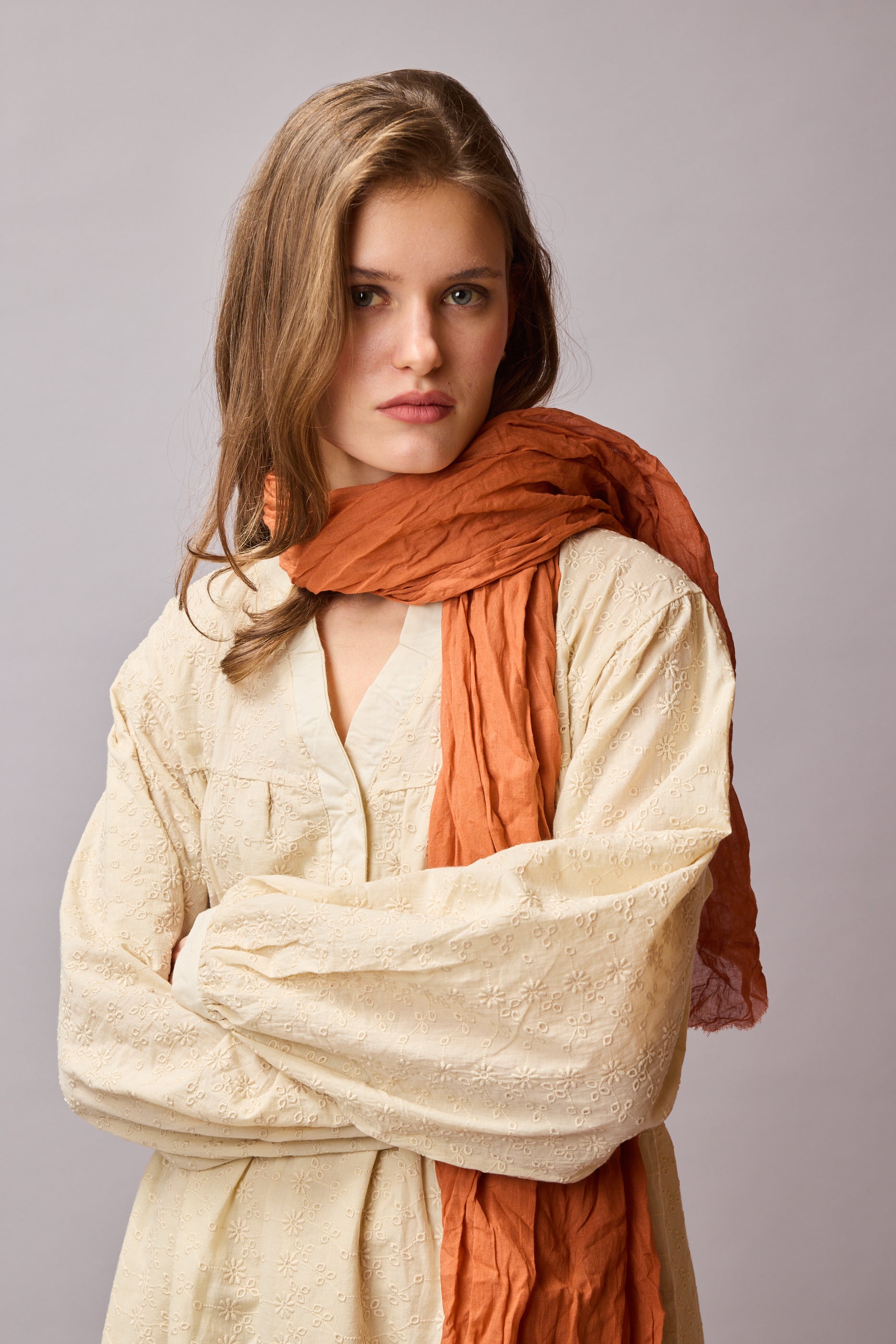 Orange Blossom Organik Pamuk Handmade Şal