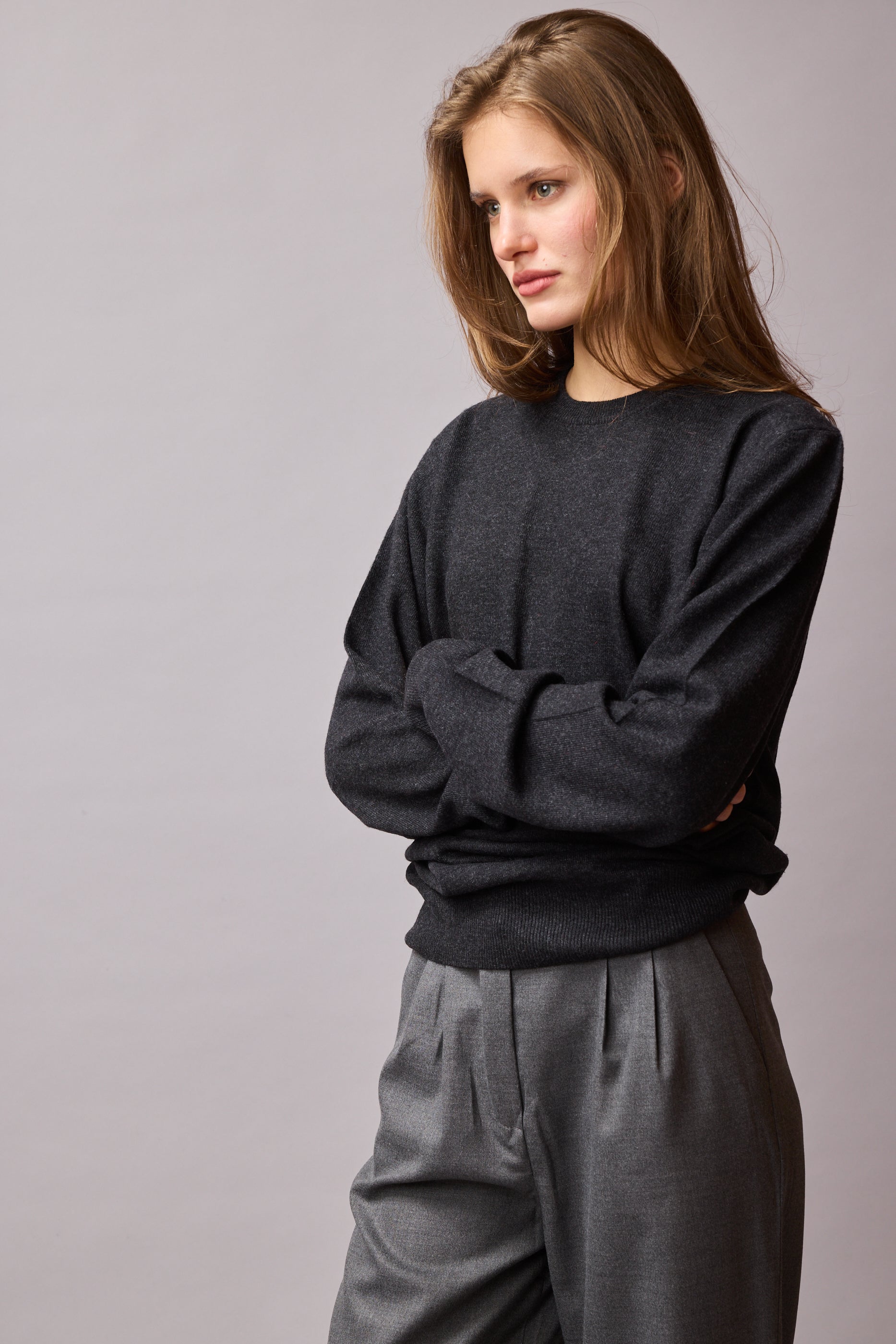 YUN BISIKLET YAKA UNISEX KAZAK FUME