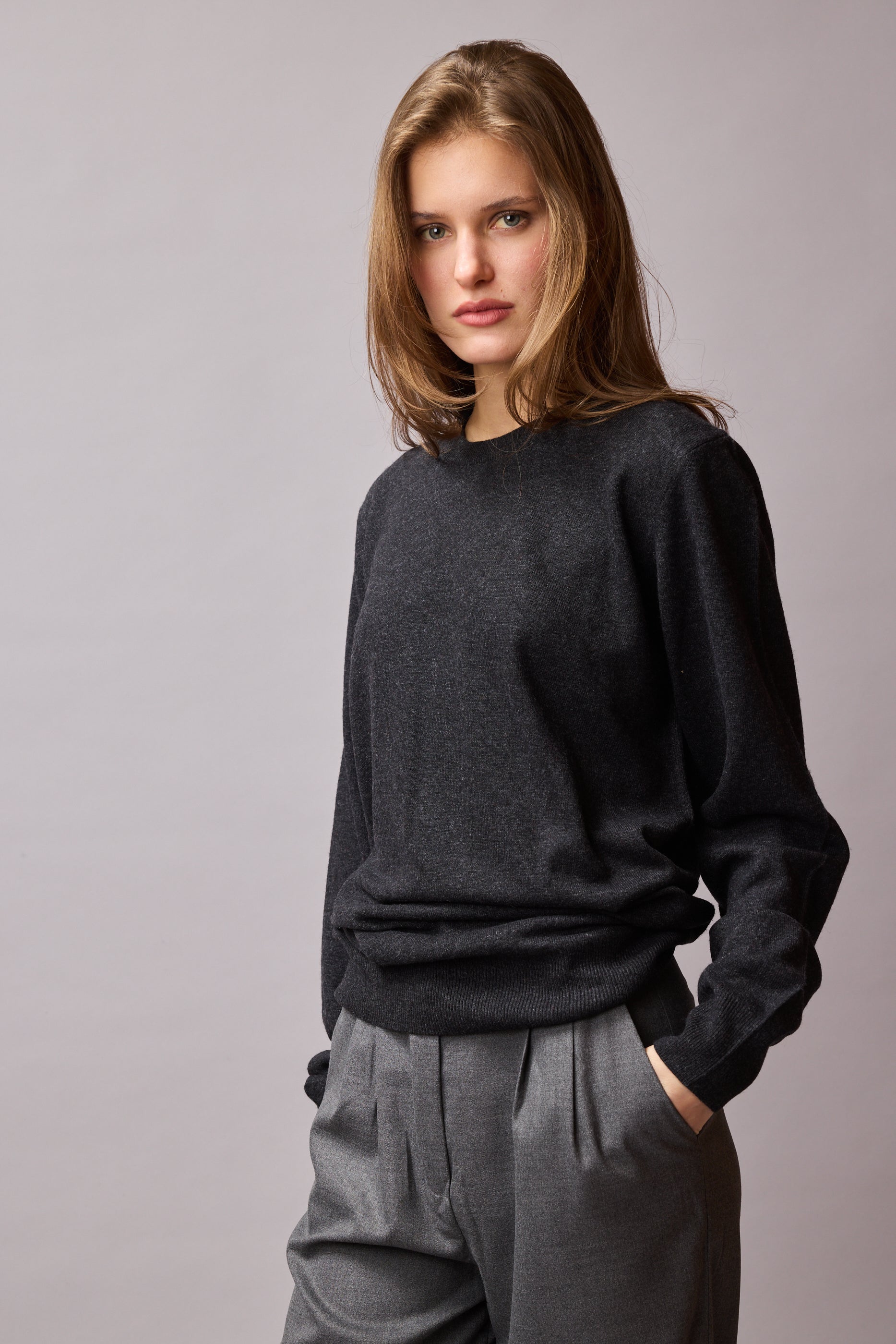 YUN BISIKLET YAKA UNISEX KAZAK FUME