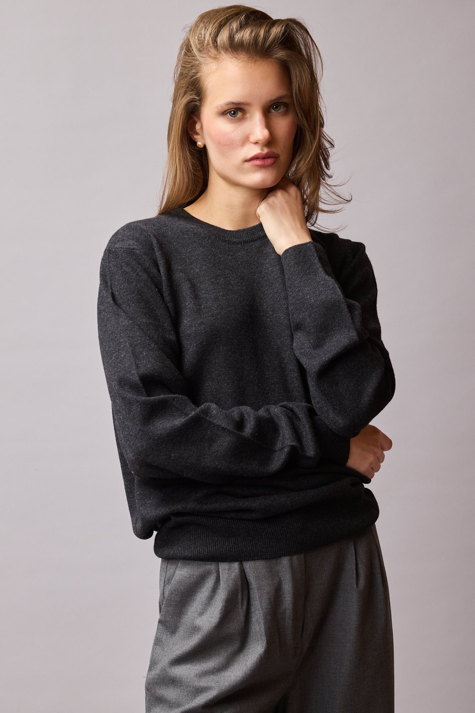 YUN BISIKLET YAKA UNISEX KAZAK FUME