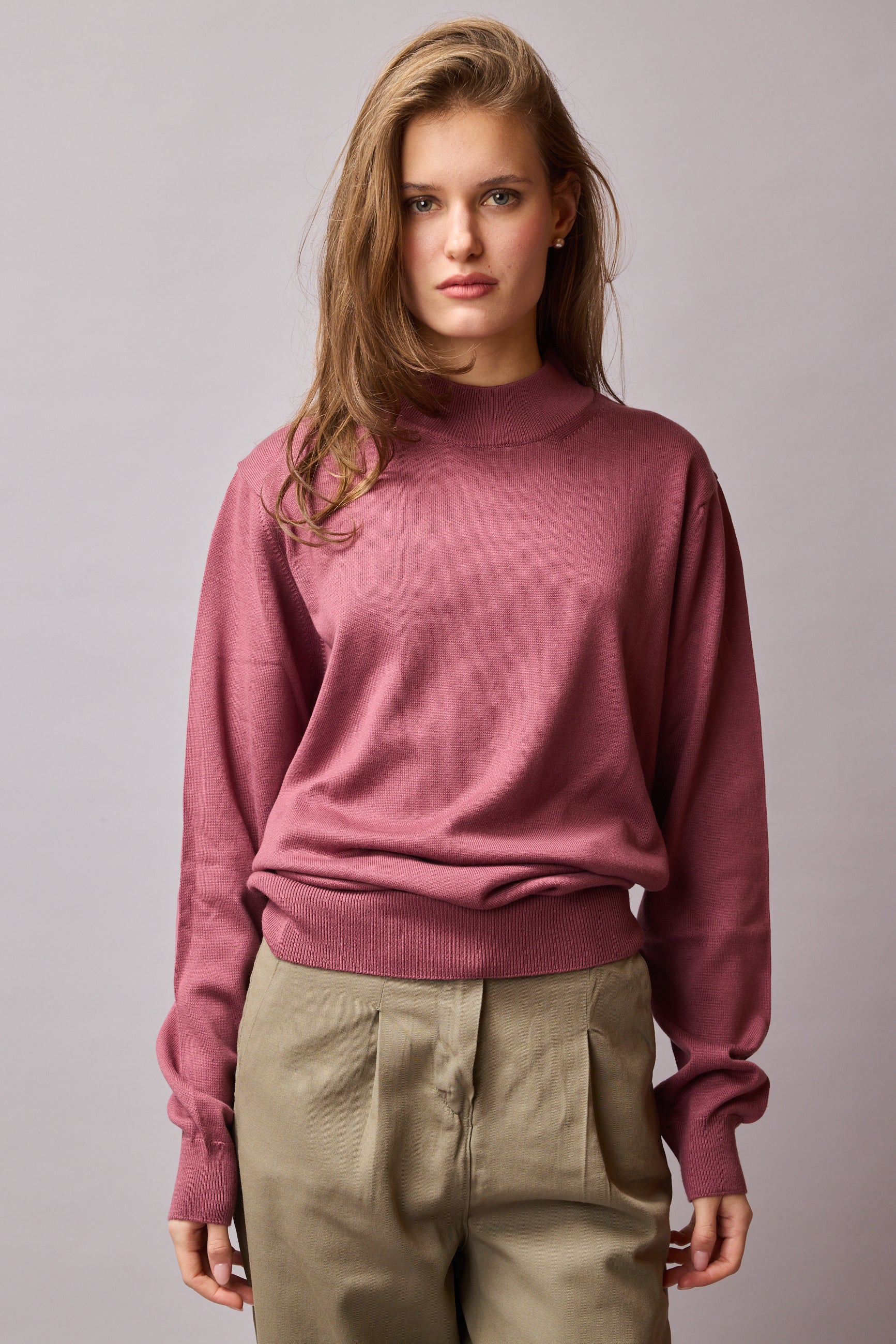 COTTON TURTLEneck UNISEX SWEATER ROSE