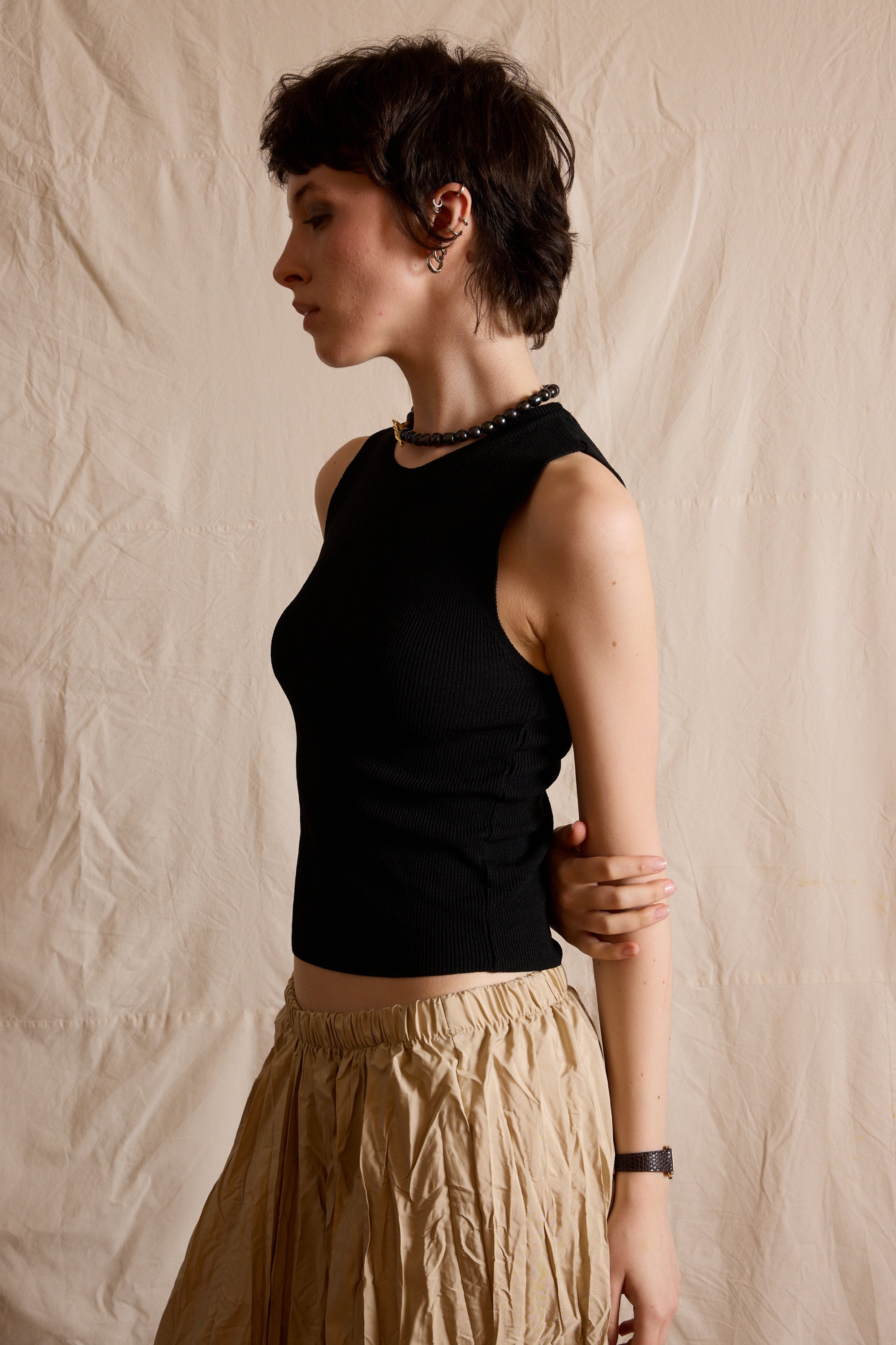 KOLSUZ DOKUMA TRIKO SIYAH