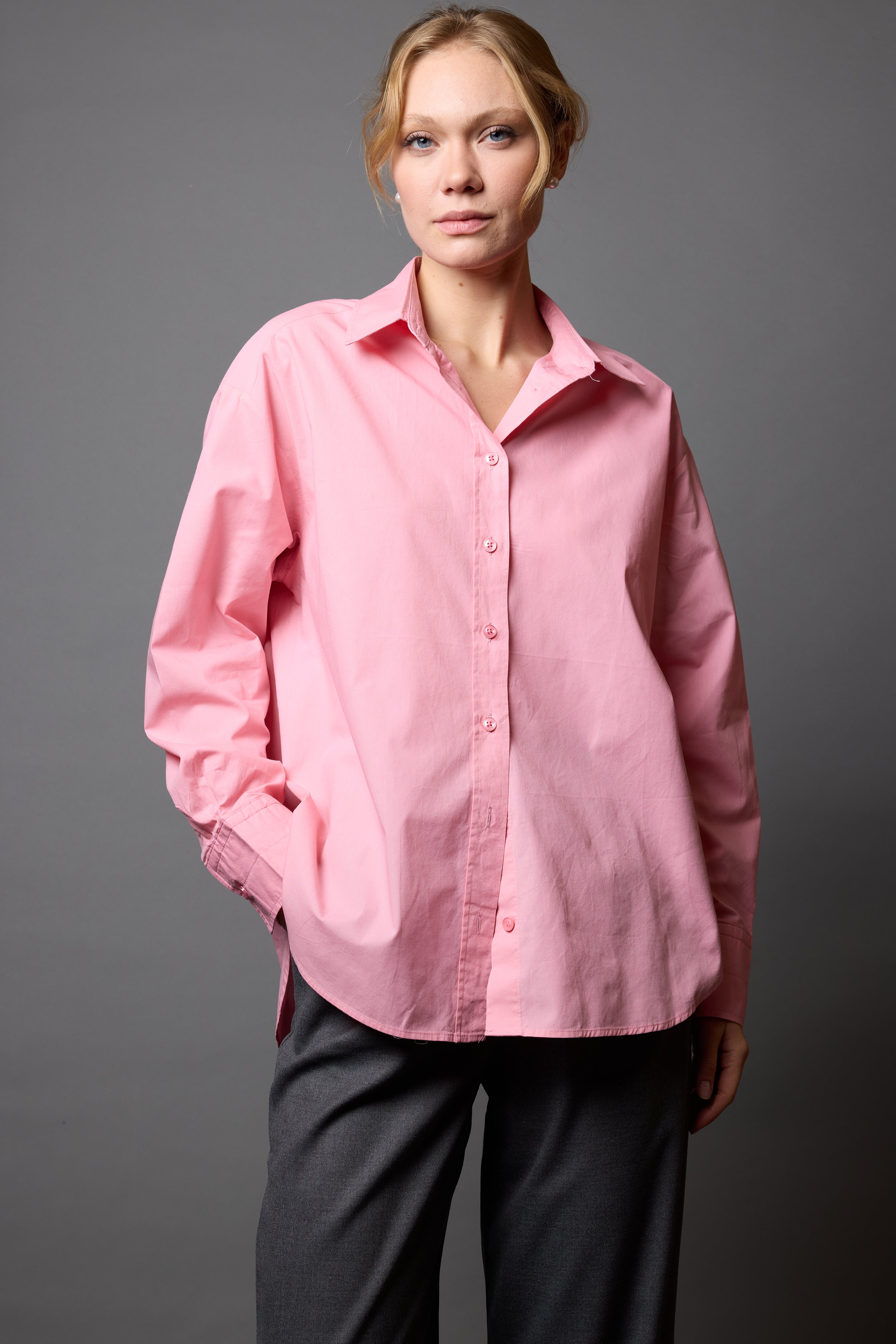 CLASSIC COLLAR OVERSIZE POPLIN SHIRT PINK