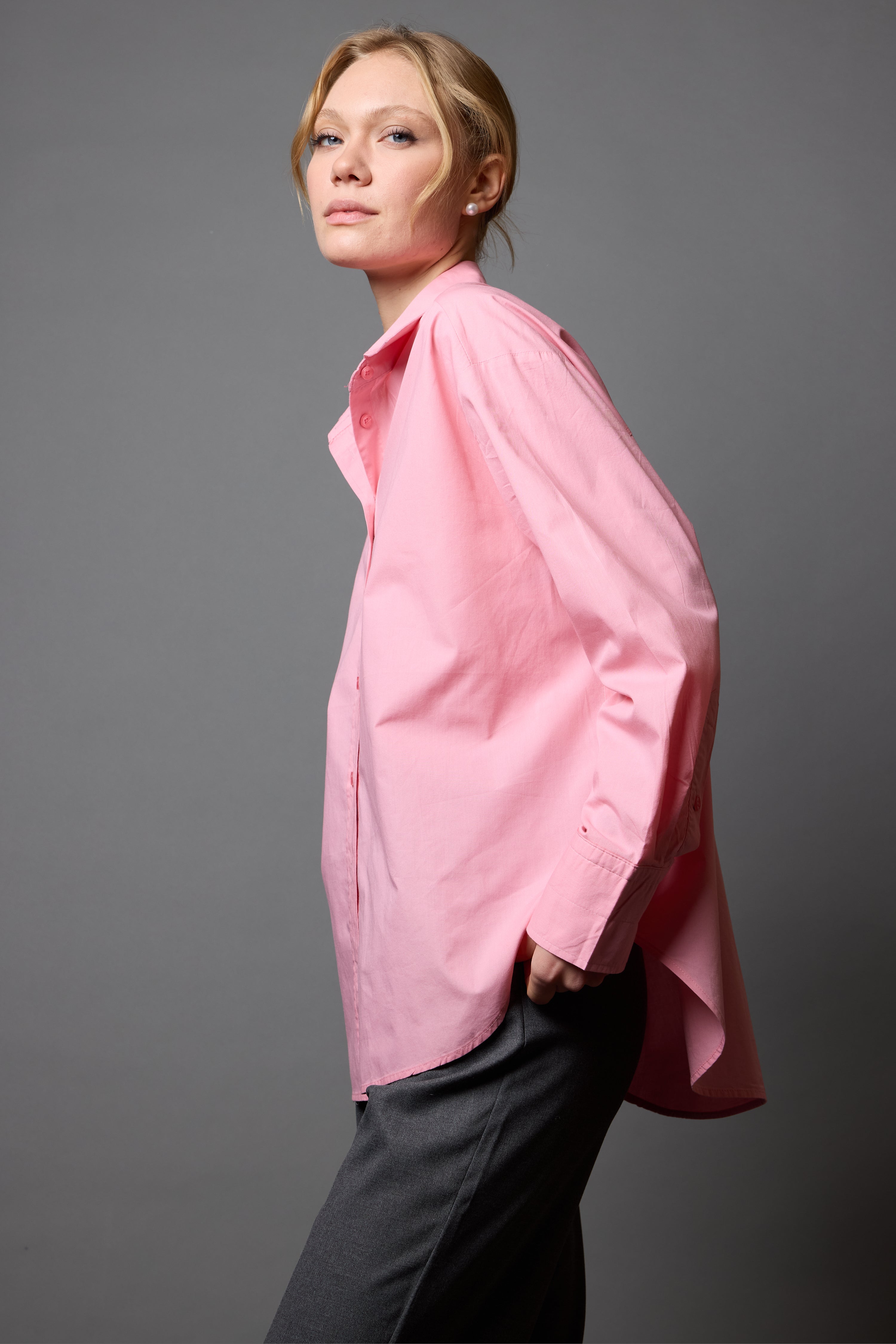 CLASSIC COLLAR OVERSIZE POPLIN SHIRT PINK